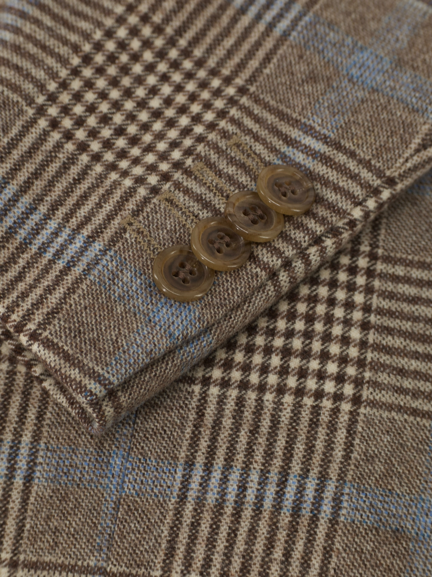 Brioni Light Brown & Blue Brushed Wool Prince of Wales Senato Jacket