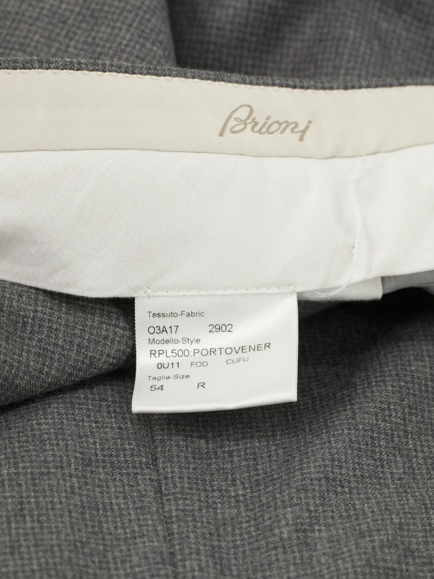 Brioni Grey Wool & Cashmere Micro-Pattern Portovenere Trousers