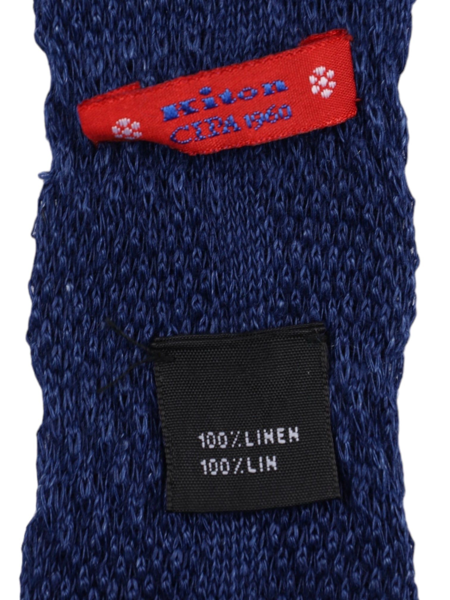 Kiton Blue Horizontal Stripe Knitted Linen Tie