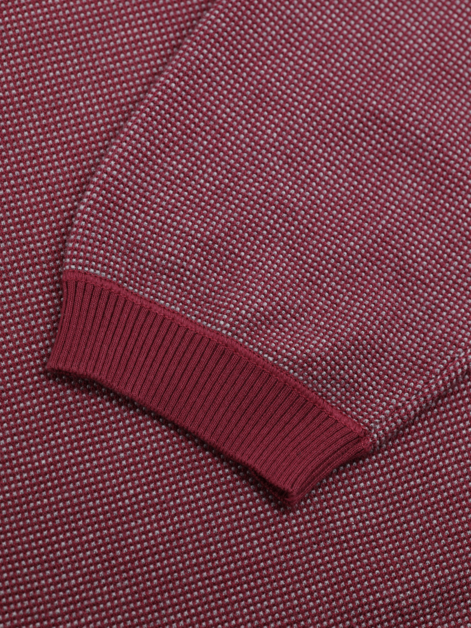 Ermenegildo Zegna Red Bicolor Lightweight-Cotton Pinpoint Roundneck Sweater