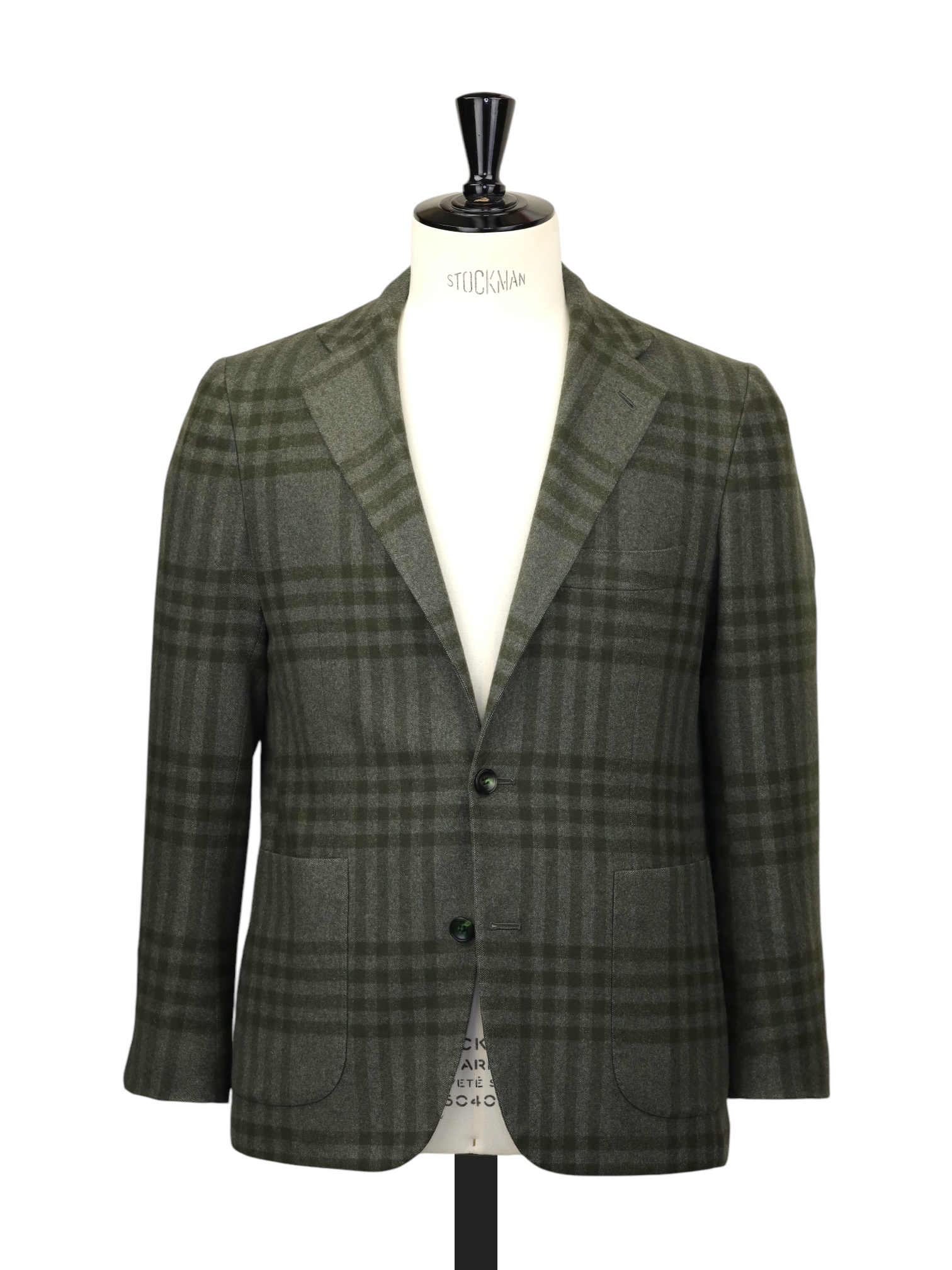 Kiton Olive Green Pure Cashmere Tartan-Check Jacket