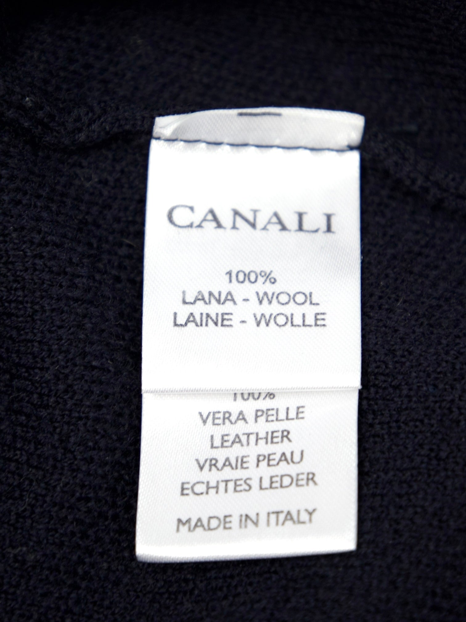 Canali Navy Cashmere Woollen Zip-Up Fisherman's Knitwear