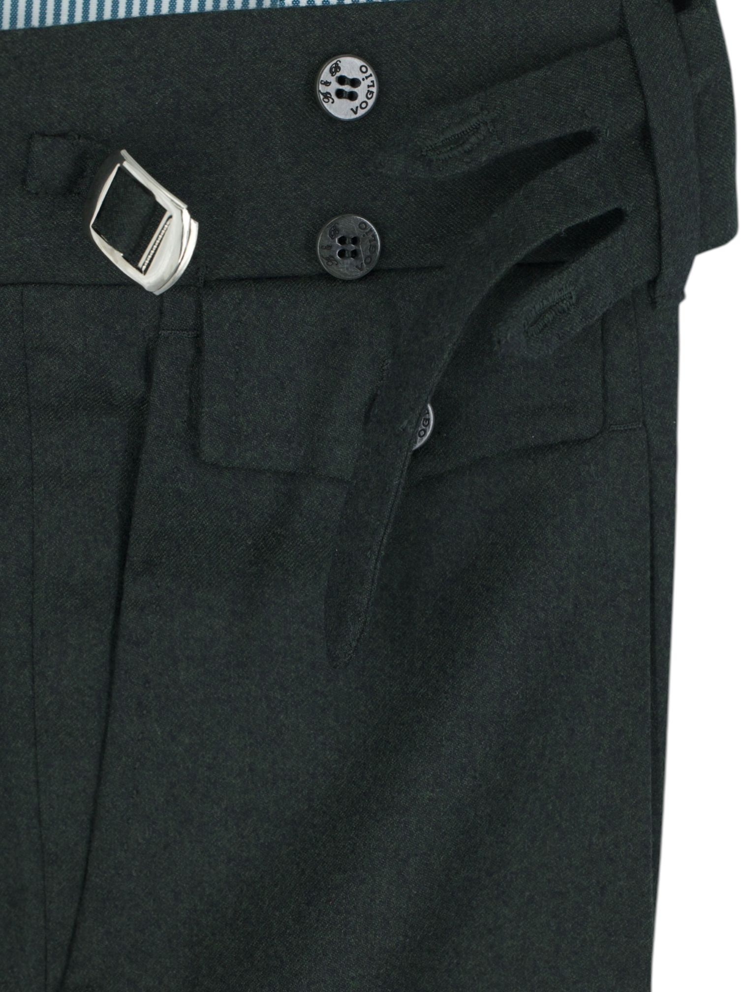 Sartoria Voglio Dark Green Wool & Cashmere Flannel Sartorial Trousers