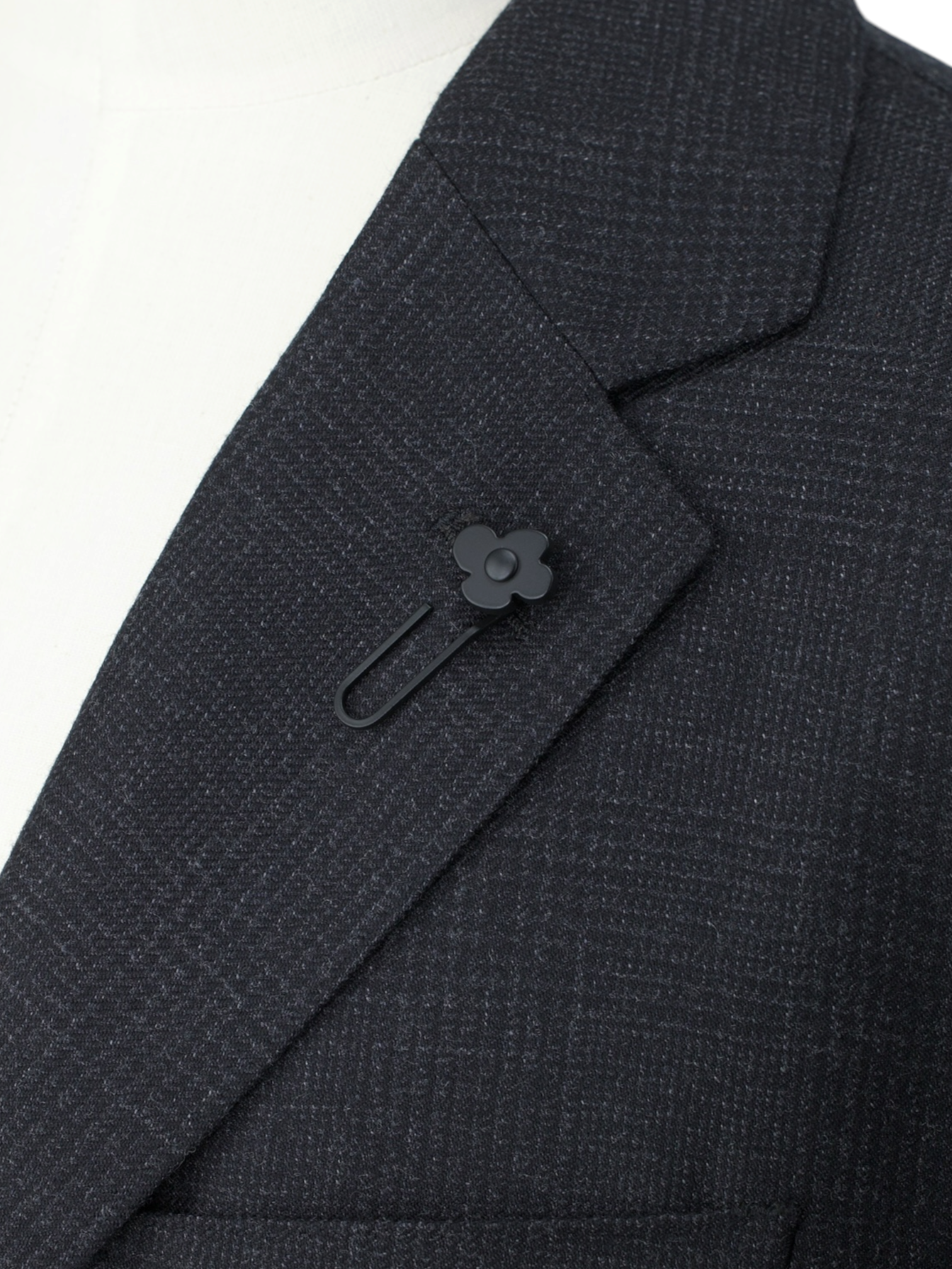 Lardini Dark Grey Pure-Wool Shadow-Check Jacket
