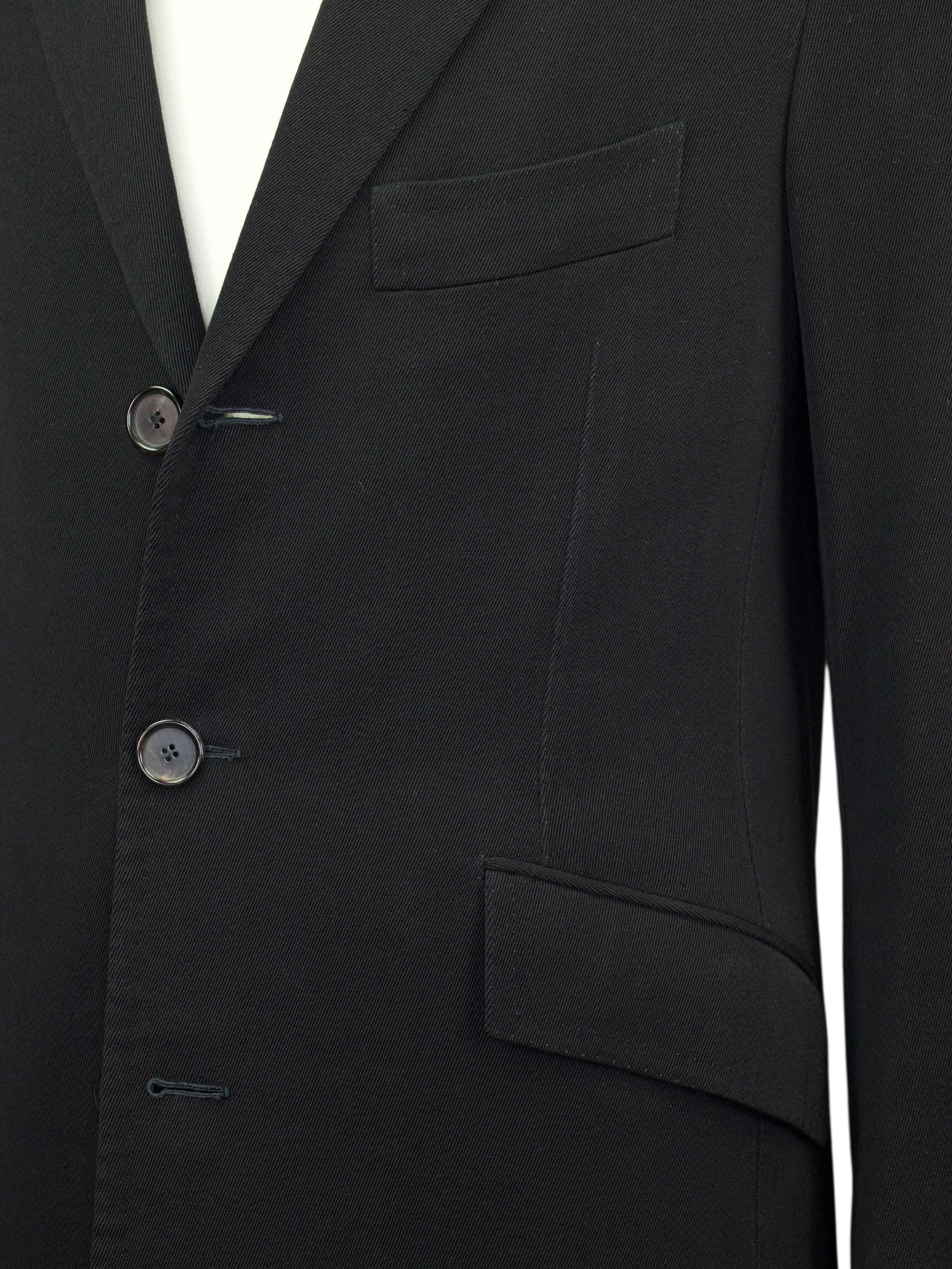 Cesare Attolini Black Wool & Cotton Gabardine-Twill Covert Coat