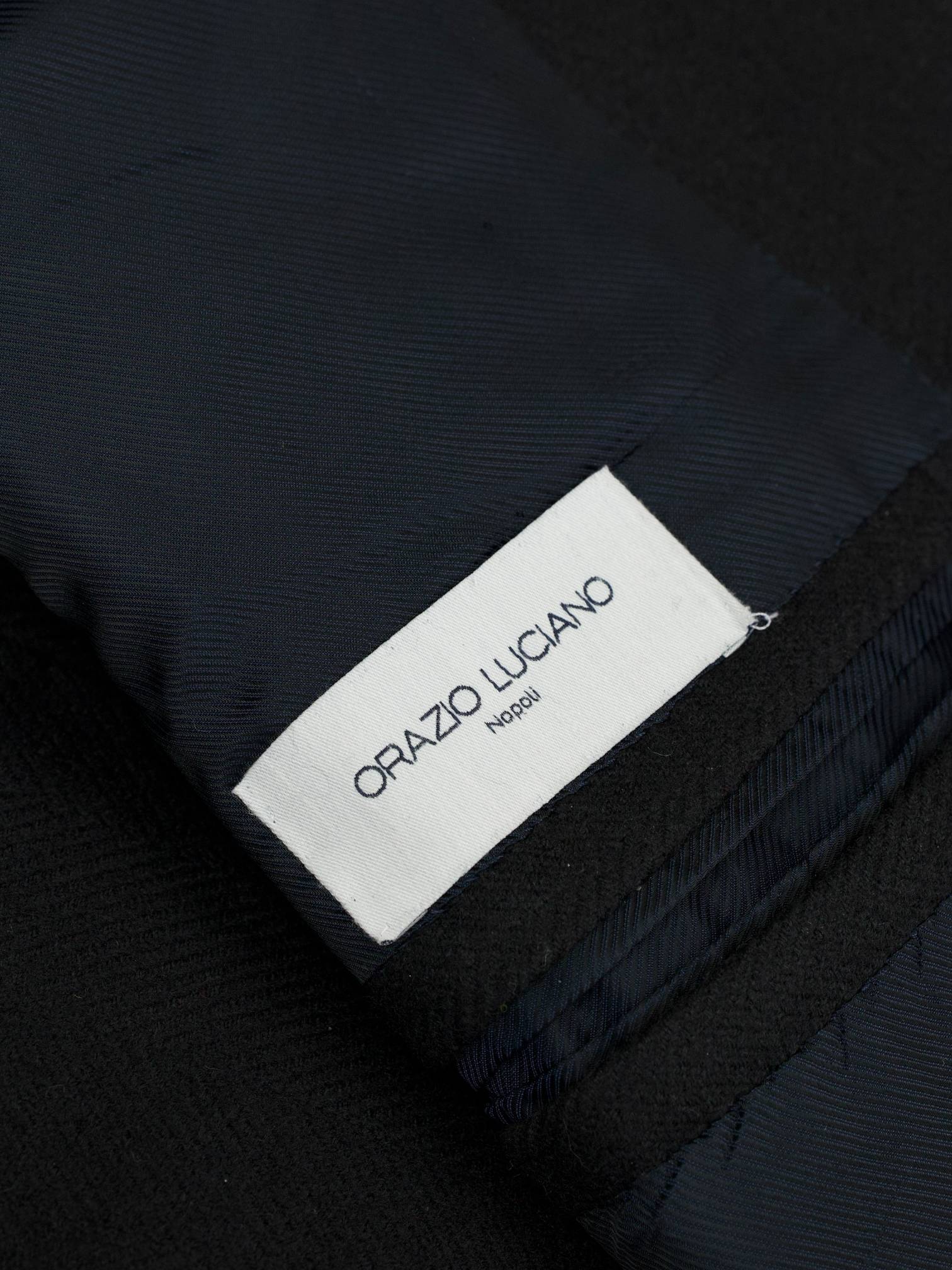 Orazio Luciano Black Virgin-Wool Herringbone Polocoat