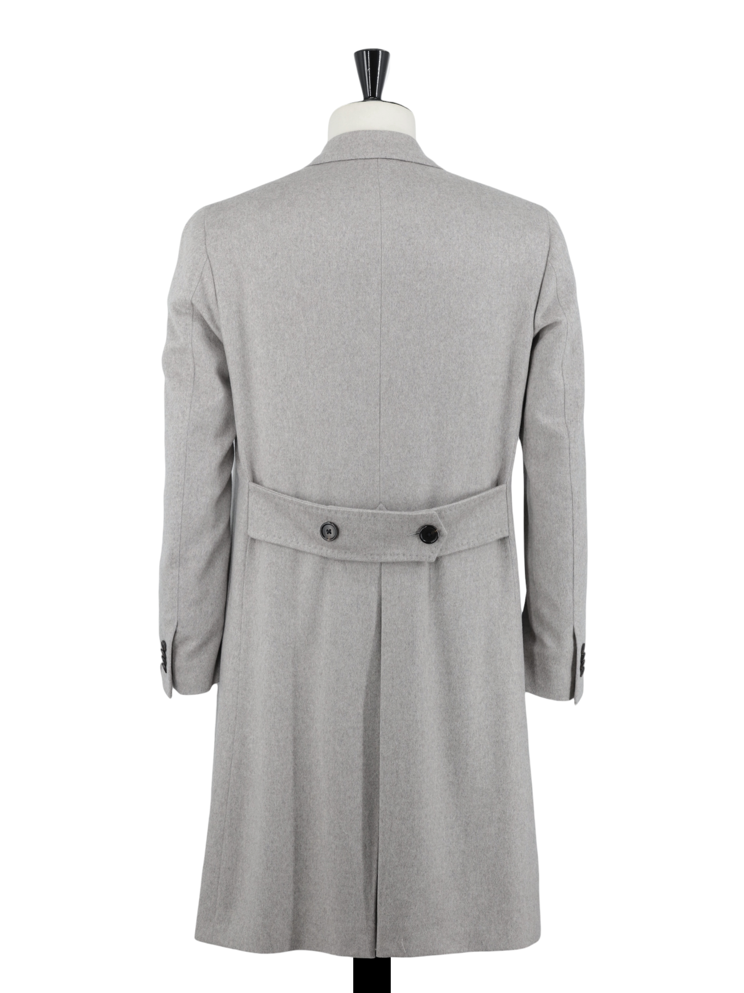 Corneliani Light Grey Pure-Cashmere Martingale-Belt Sartorial Overcoat