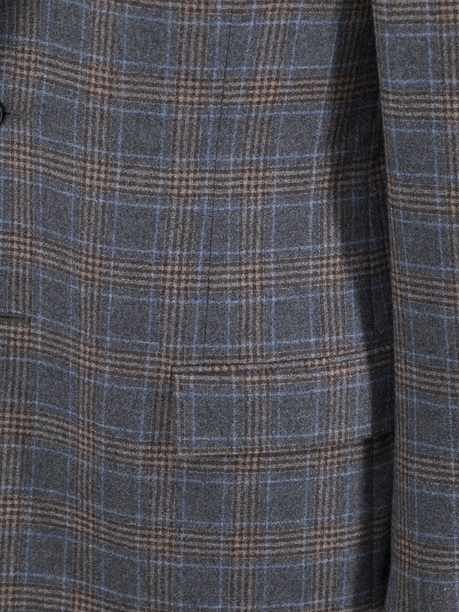 Corneliani Brown & Light Blue Wool-Flannel Overcheck Jacket