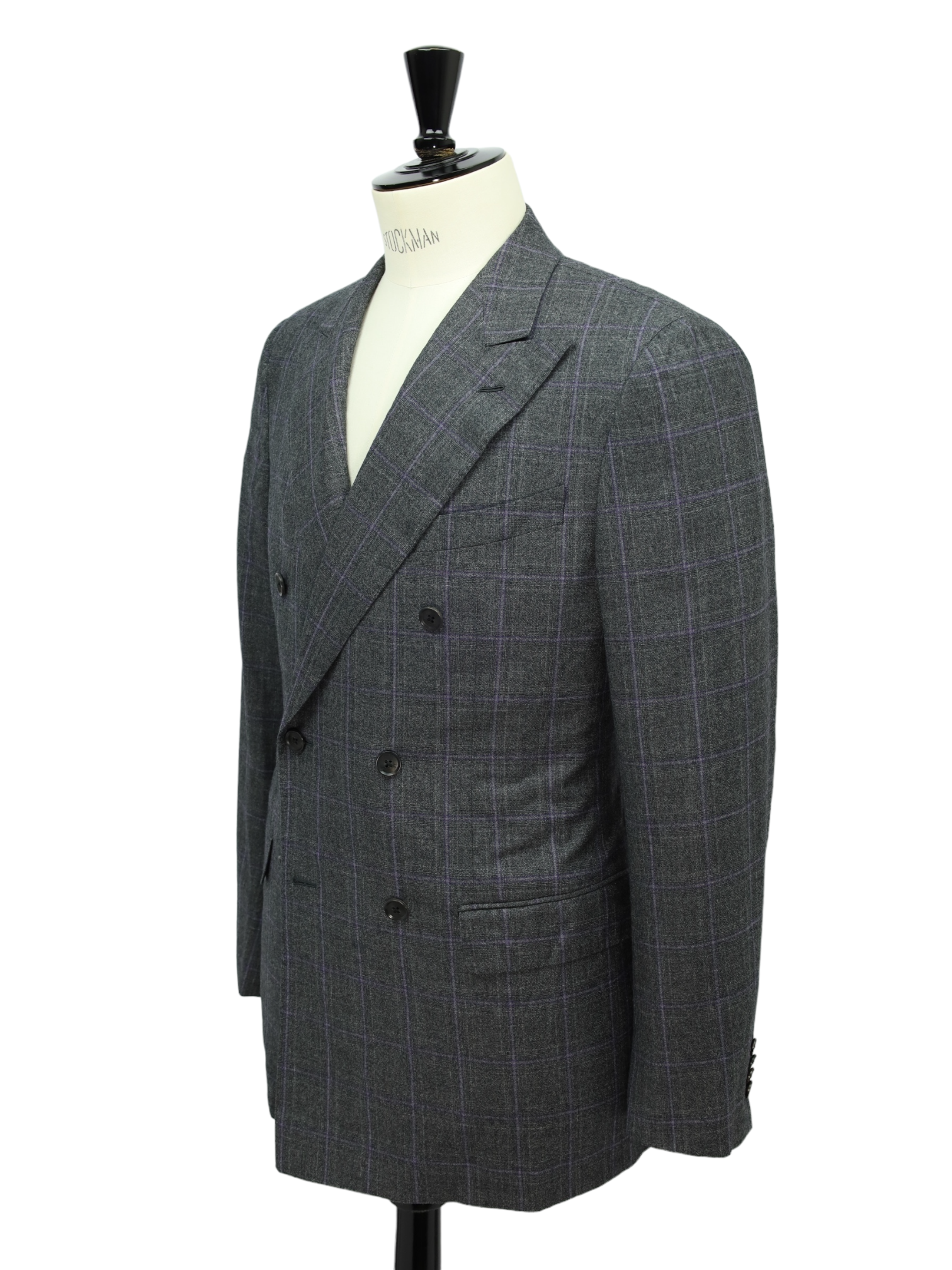 Caruso Grey Aida Super 130's Windowpane Double Breasted Suit