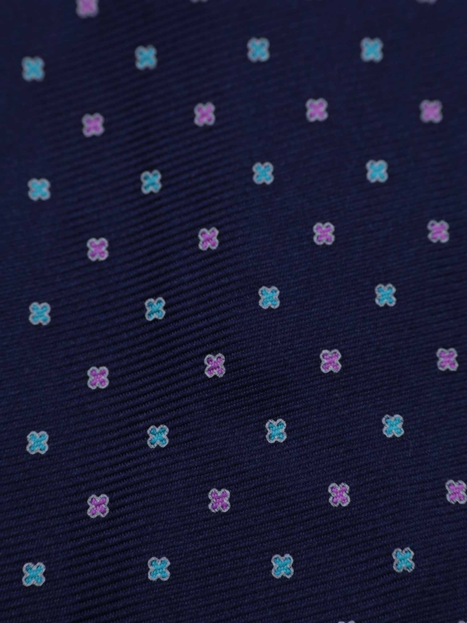 Kiton 5-Fold Navy Handrolled Silk Multicolor Geometric Pattern Tie