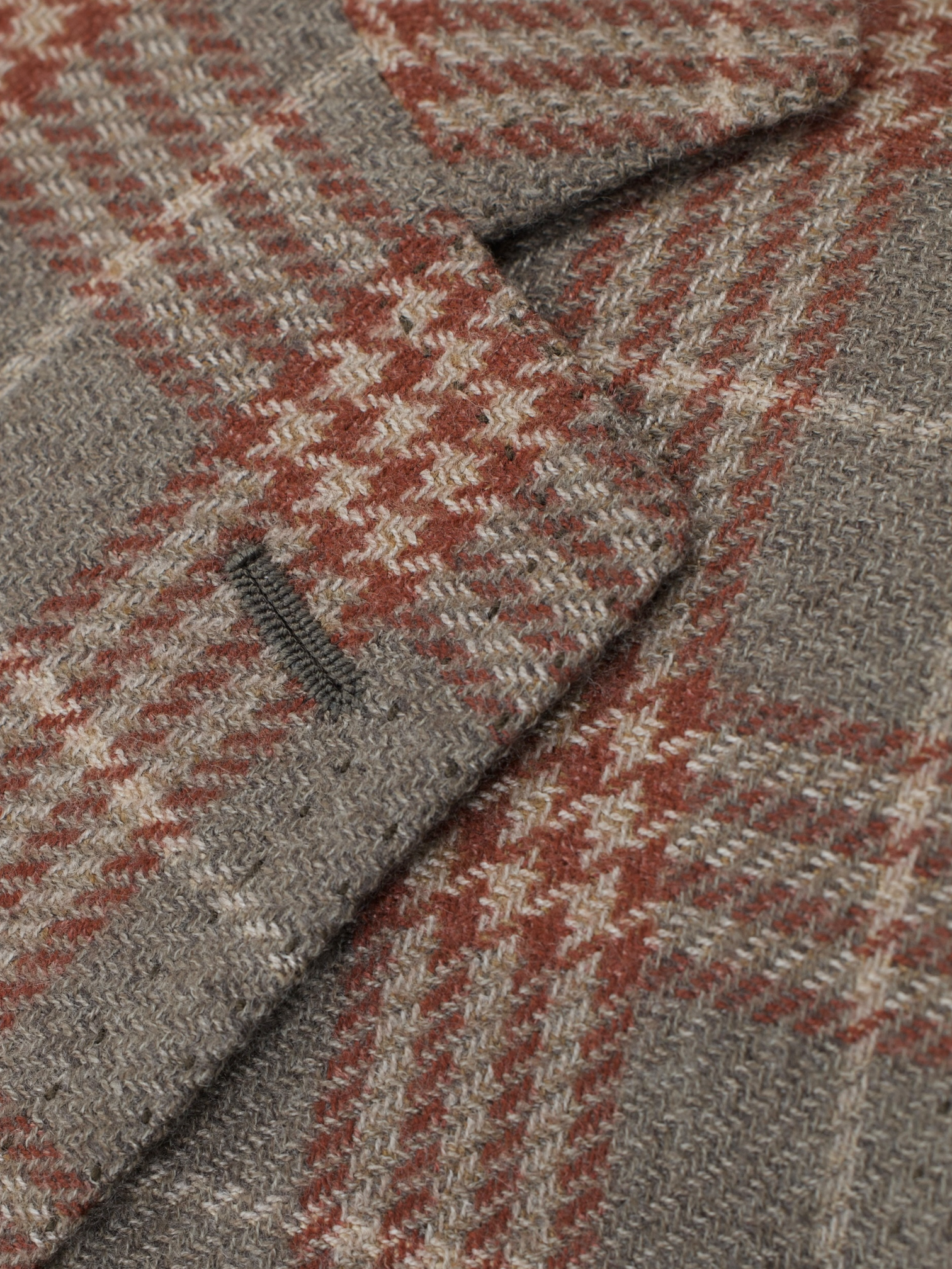 Cesare Attolini Light Brown & Negroni Red Pure Cashmere Prince of Wales Jacket