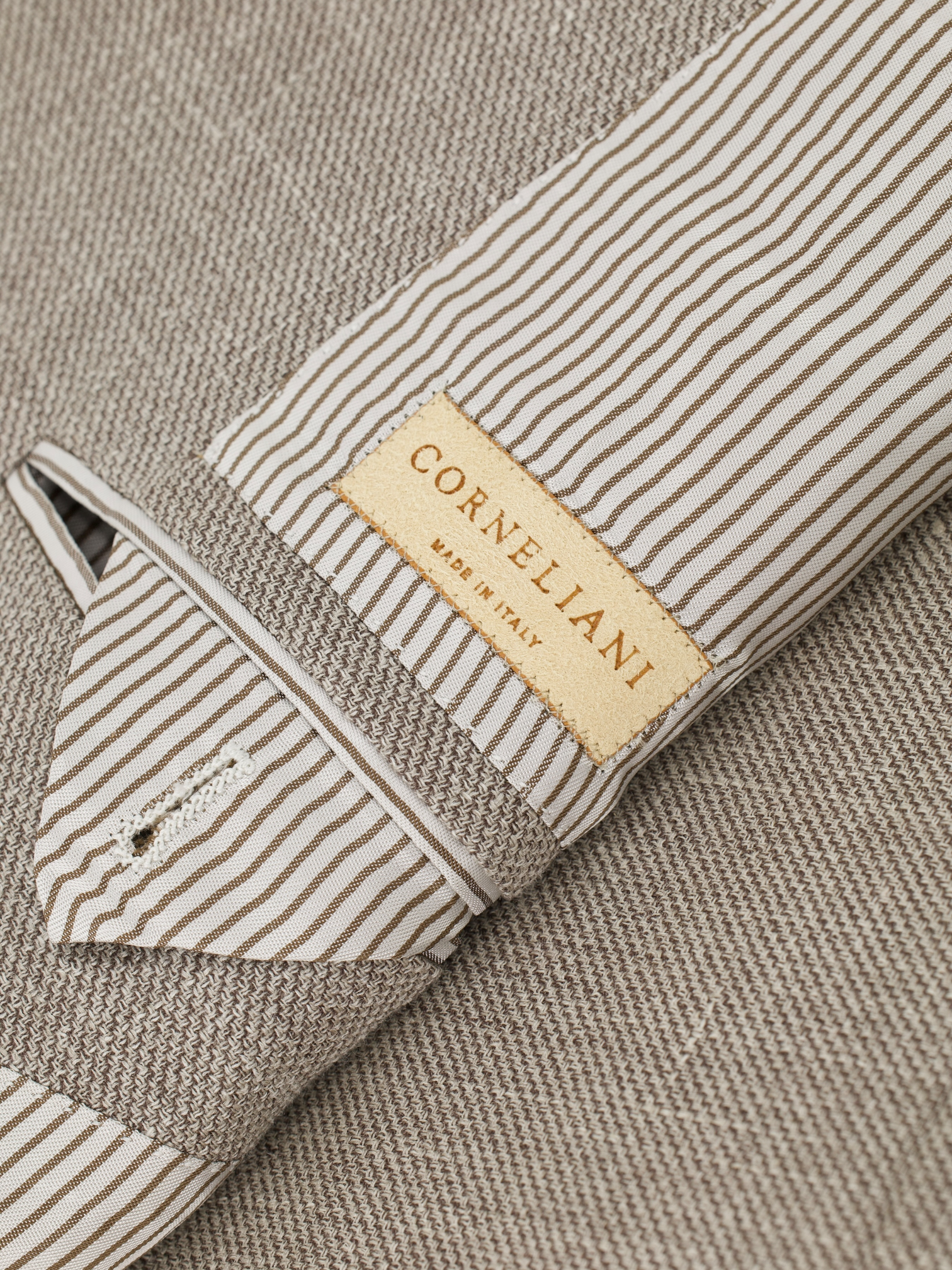 Corneliani Light Brown Wool, Silk & Linen Hopsack Jacket
