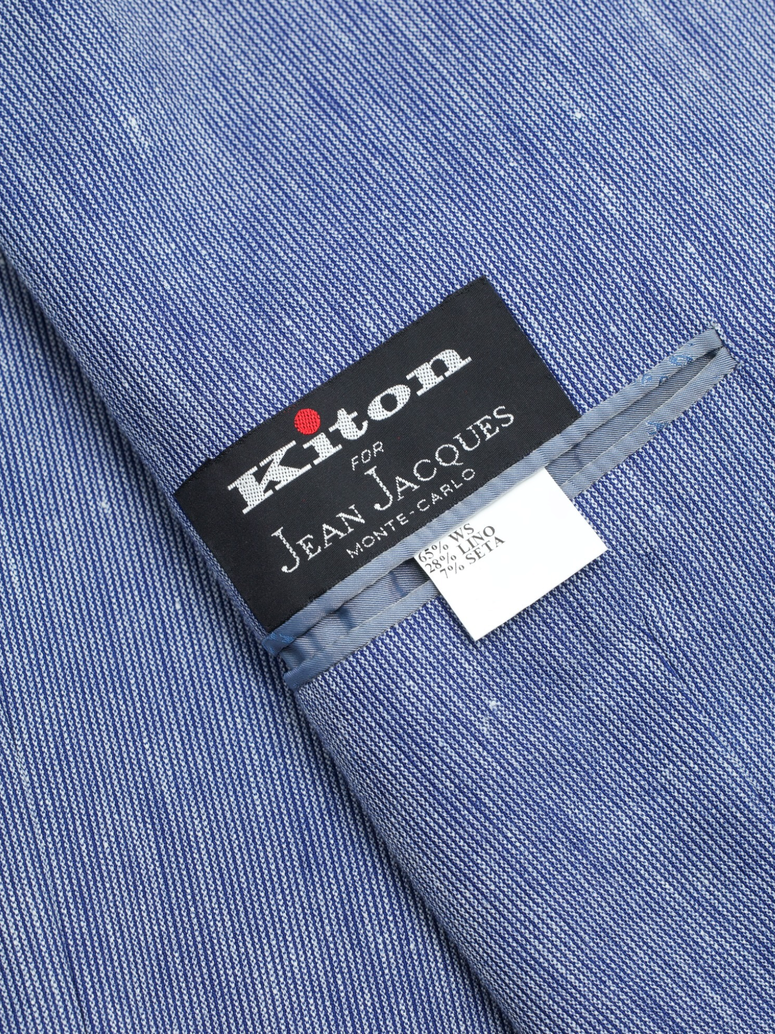 Kiton Blue Cashmere, Silk & Linen Speckled-Stripe Summer Jacket