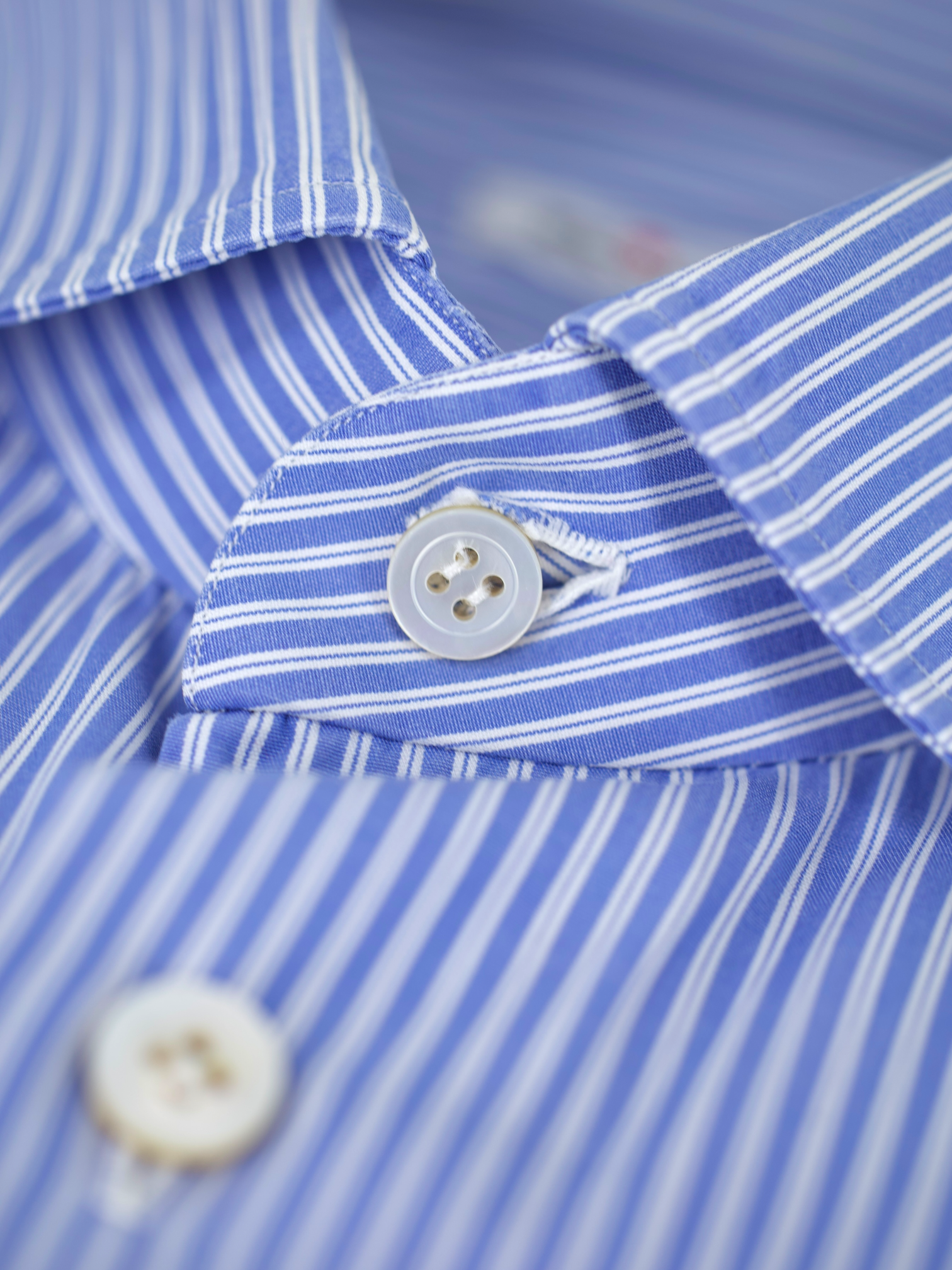 Kiton Blue & White Cotton Pinstripe Business Shirt