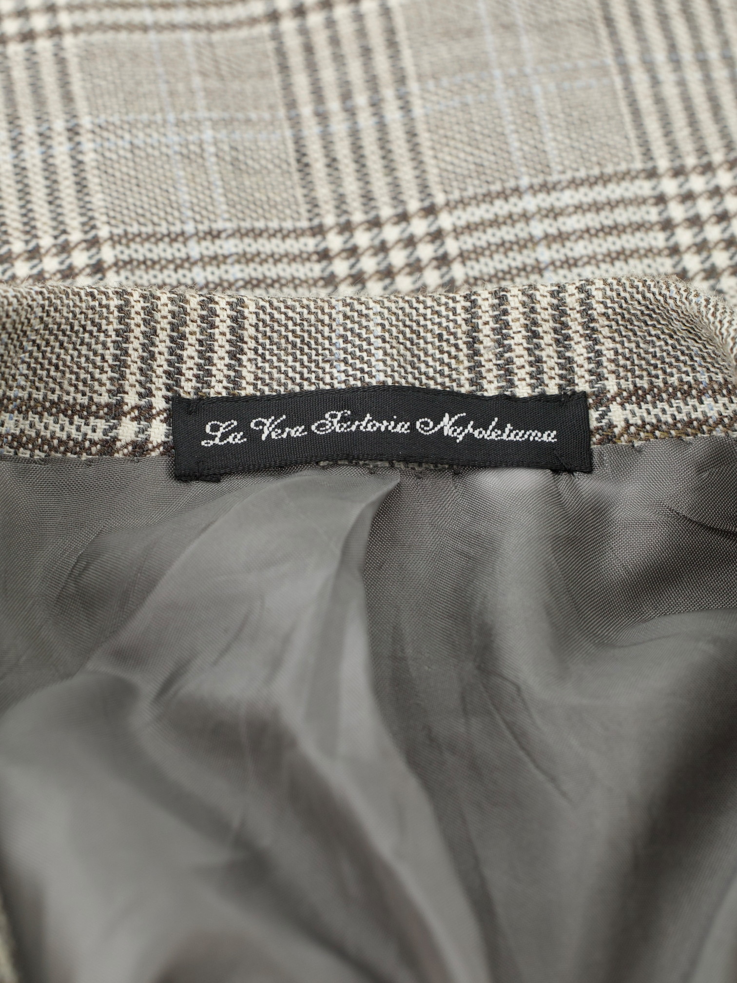 Orazio Luciano Taupe Wool, Cashmere & Silk Prince of Wales Jacket
