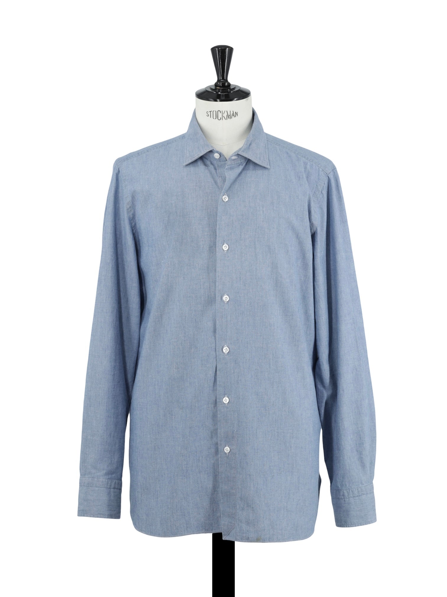 Finamore Light Blue Cotton Pinpoint Neapolitan Shirt