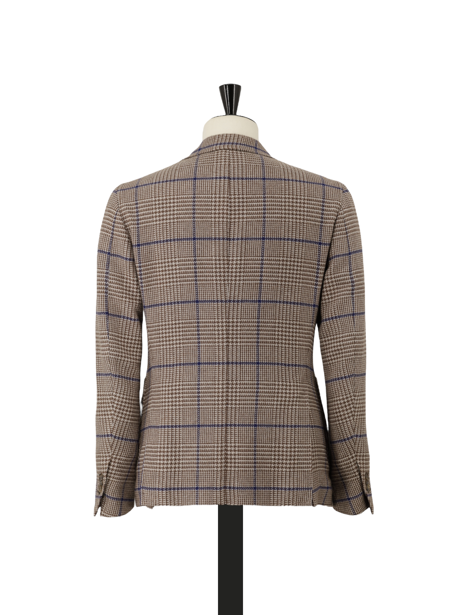 Stile Latino Brown & Royal Blue Wool, Cotton & Stretch Prince of Wales Jacket