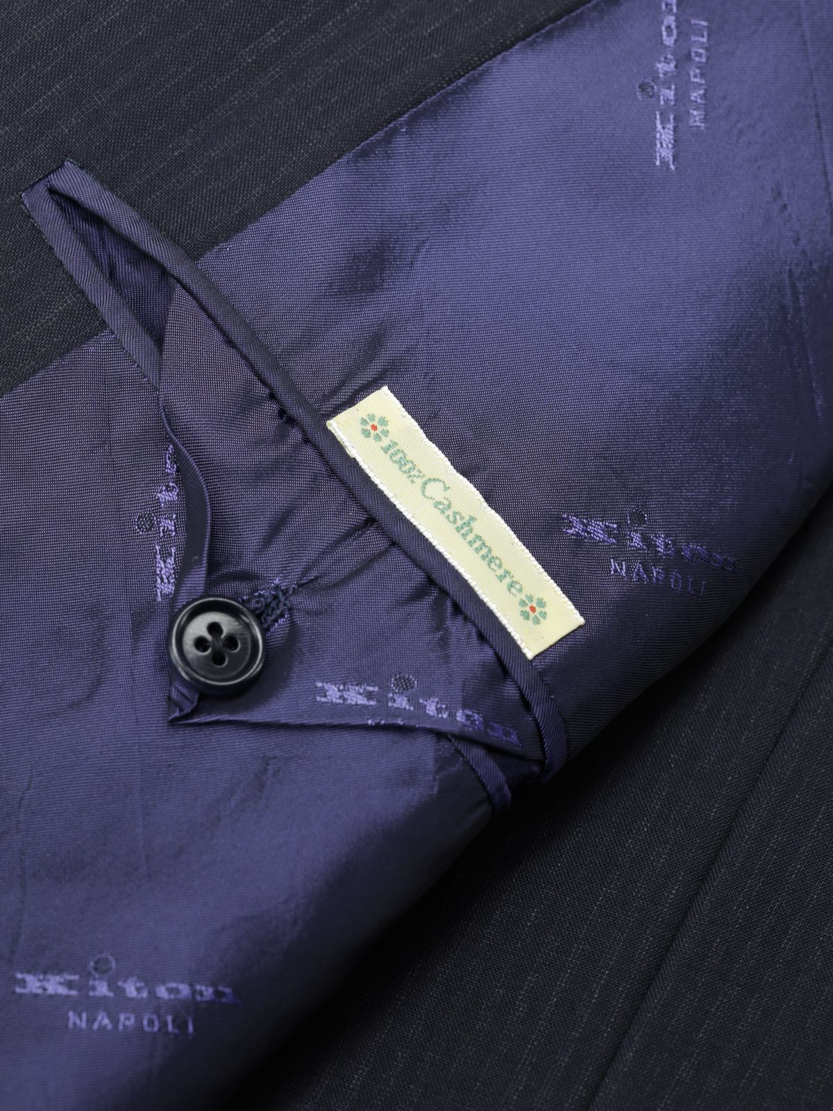 Kiton Deep Navy Lightweight Cashmere Shadow-Stripe Suit