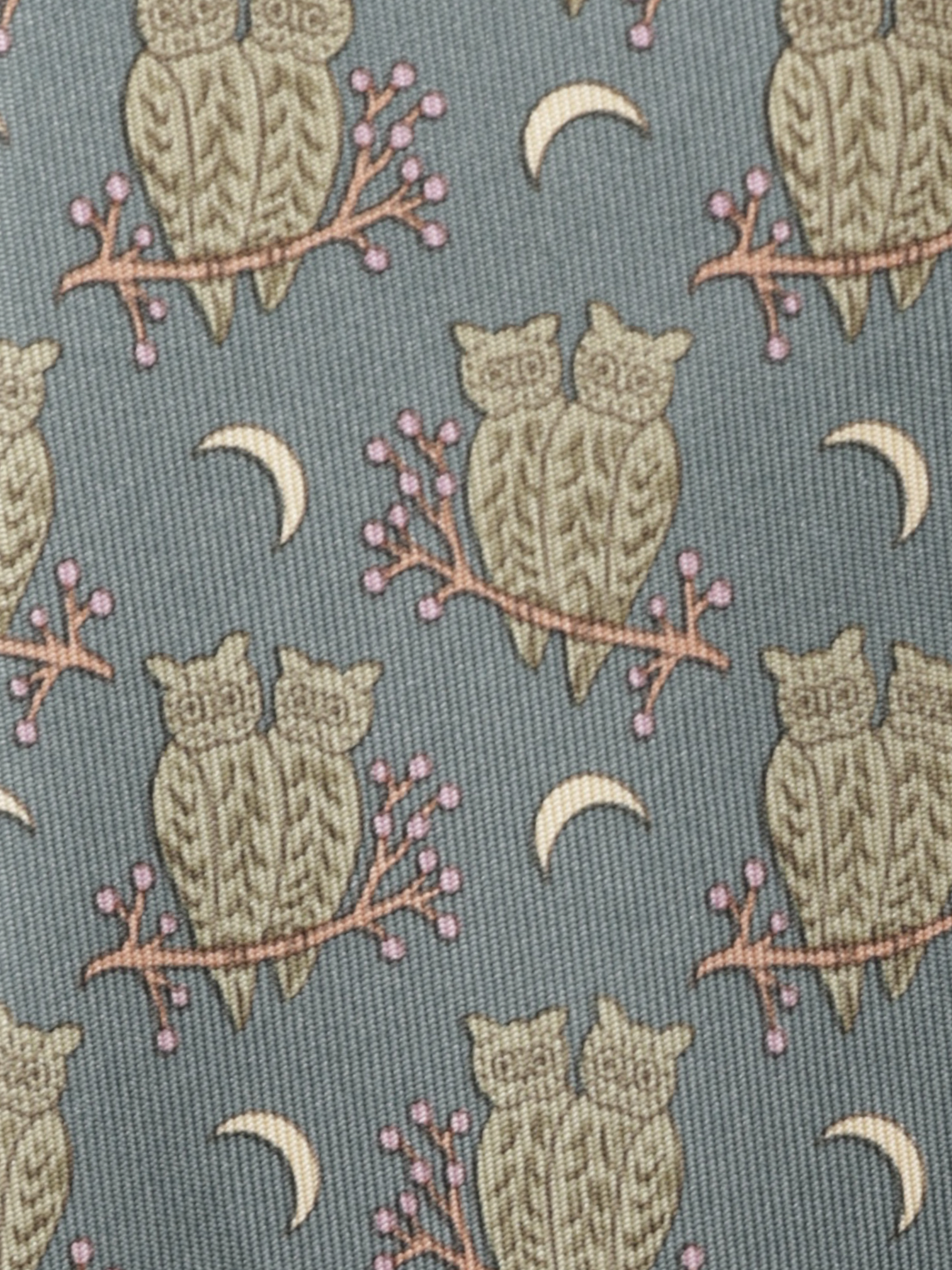 Hermès Dark Green & Brown "Owls at Night" Pattern Tie