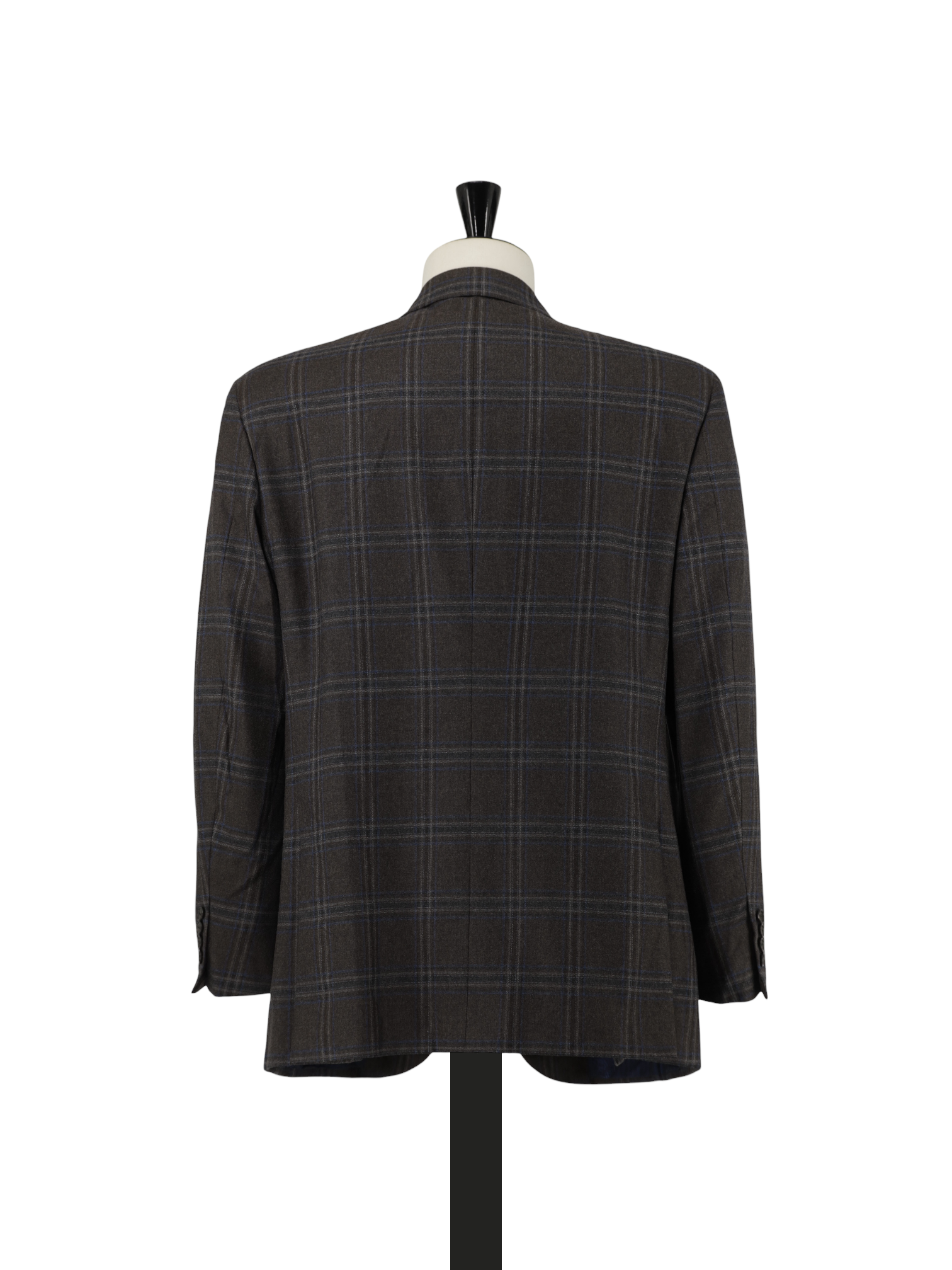Brioni Brown & Chambray Blue Brushed Wool Windowpane Senato Jacket