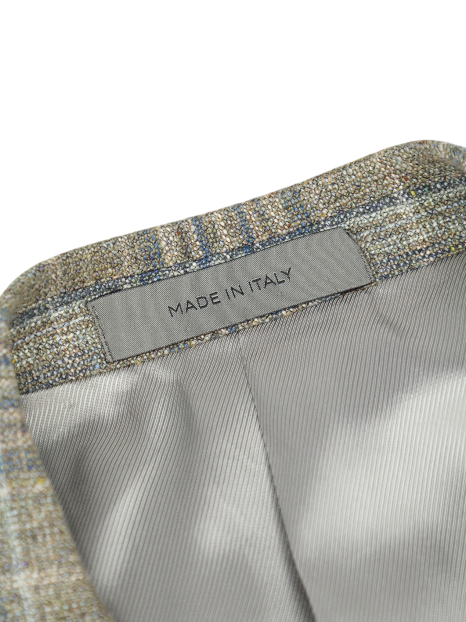 Corneliani Taupe & Denim Blue Silk & Wool Tartan Jacket