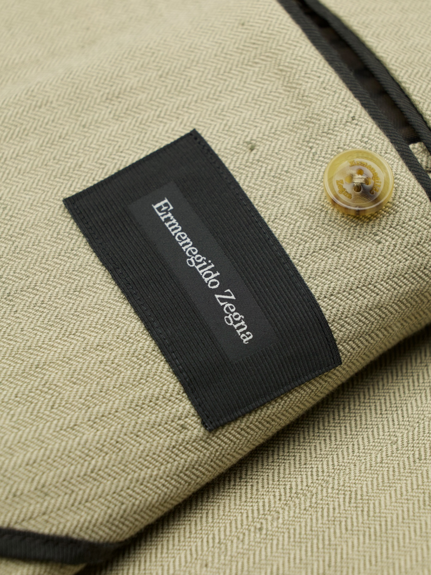 Ermenegildo Zegna Beige Cotton & Linen Herringbone Jacket