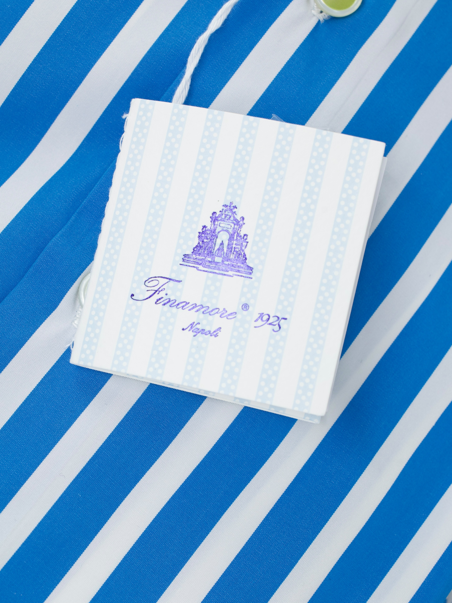Finamore Sky Blue & White Cotton Bengal Stripe Shirt