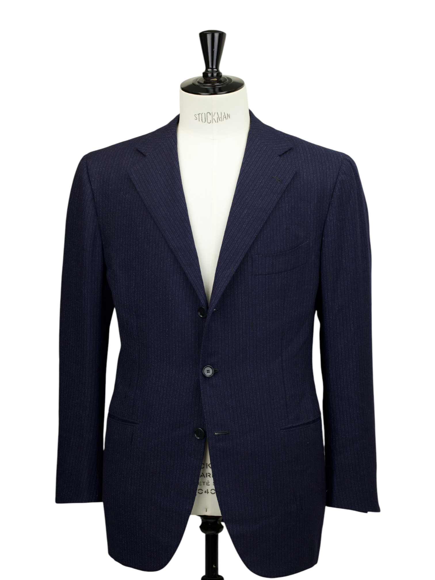 Cesare Attolini Dark Blue Wool-Bouclé Striped Jacket