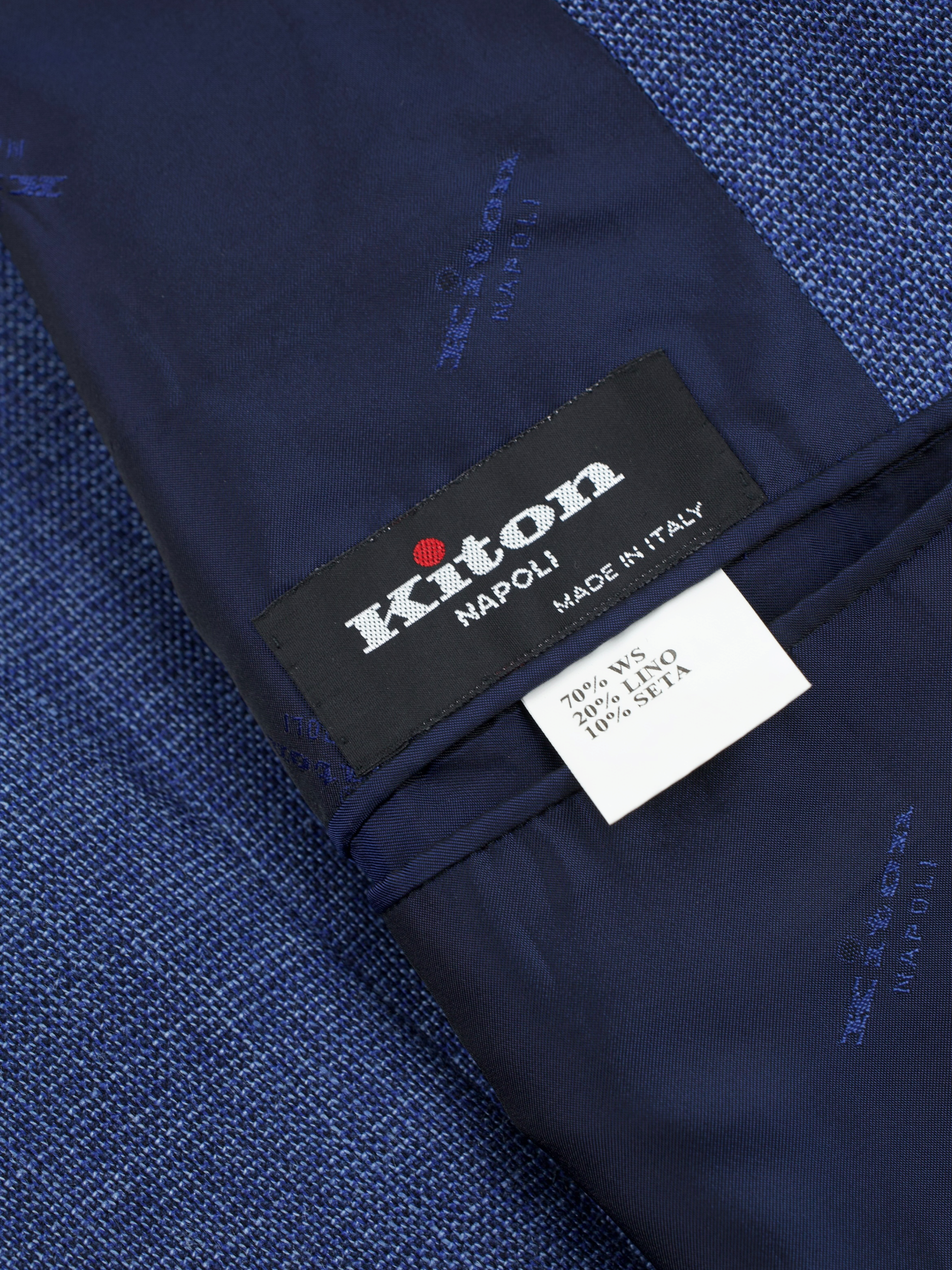 Kiton Blue Cashmere, Linen & Silk Hopsack Summer Jacket