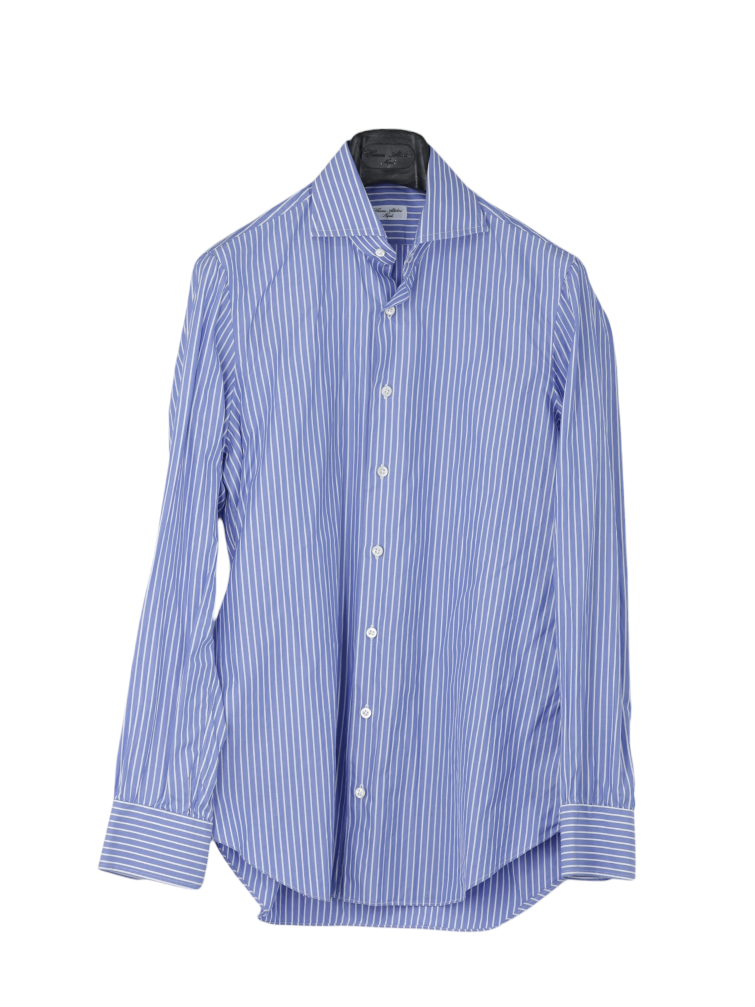 Cesare Attolini Blue & White Fine-Cotton Neapolitan Pinstripe Shirt