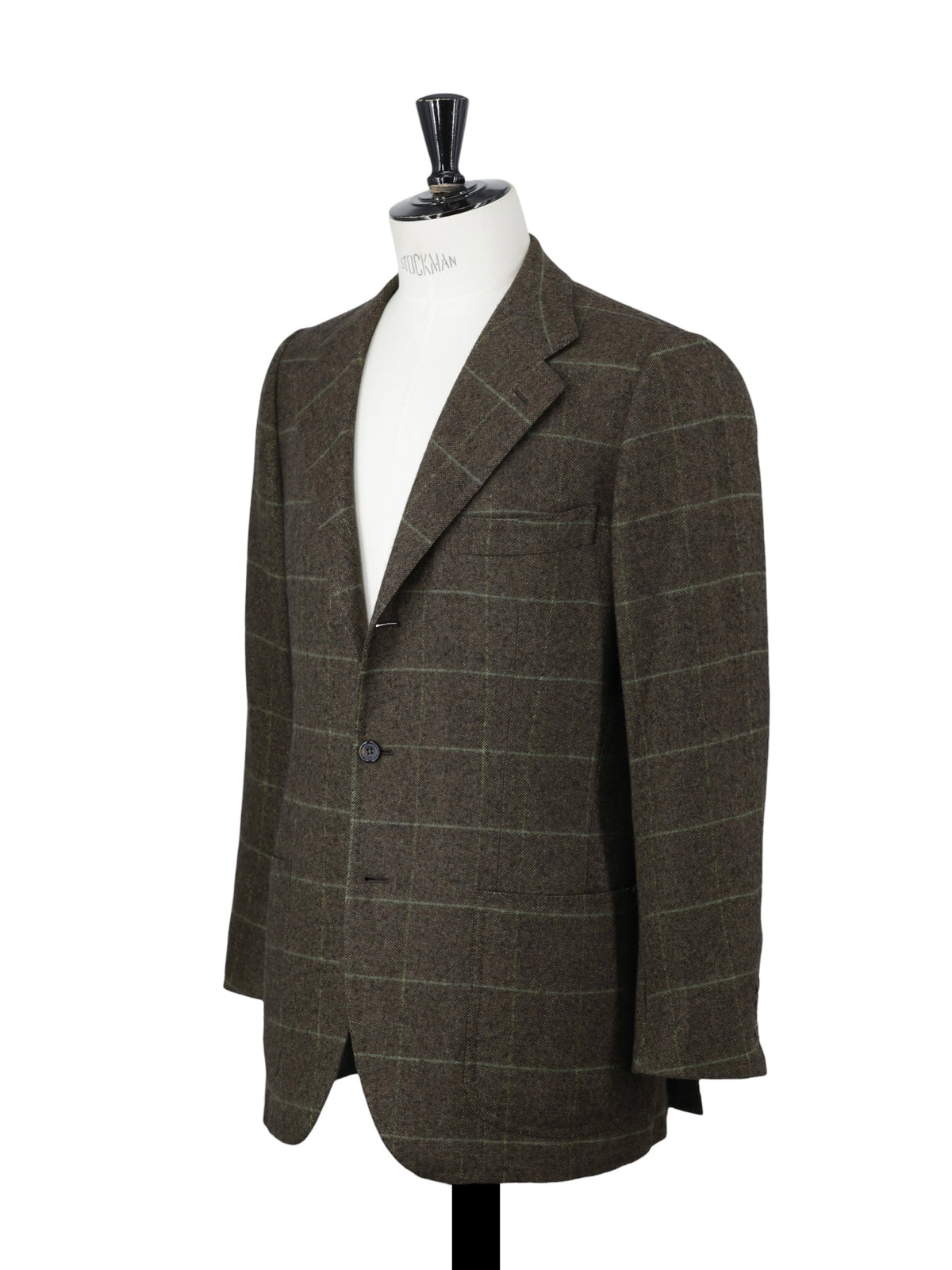 Kiton Taupe & Green Pure Cashmere Windowpane Jacket