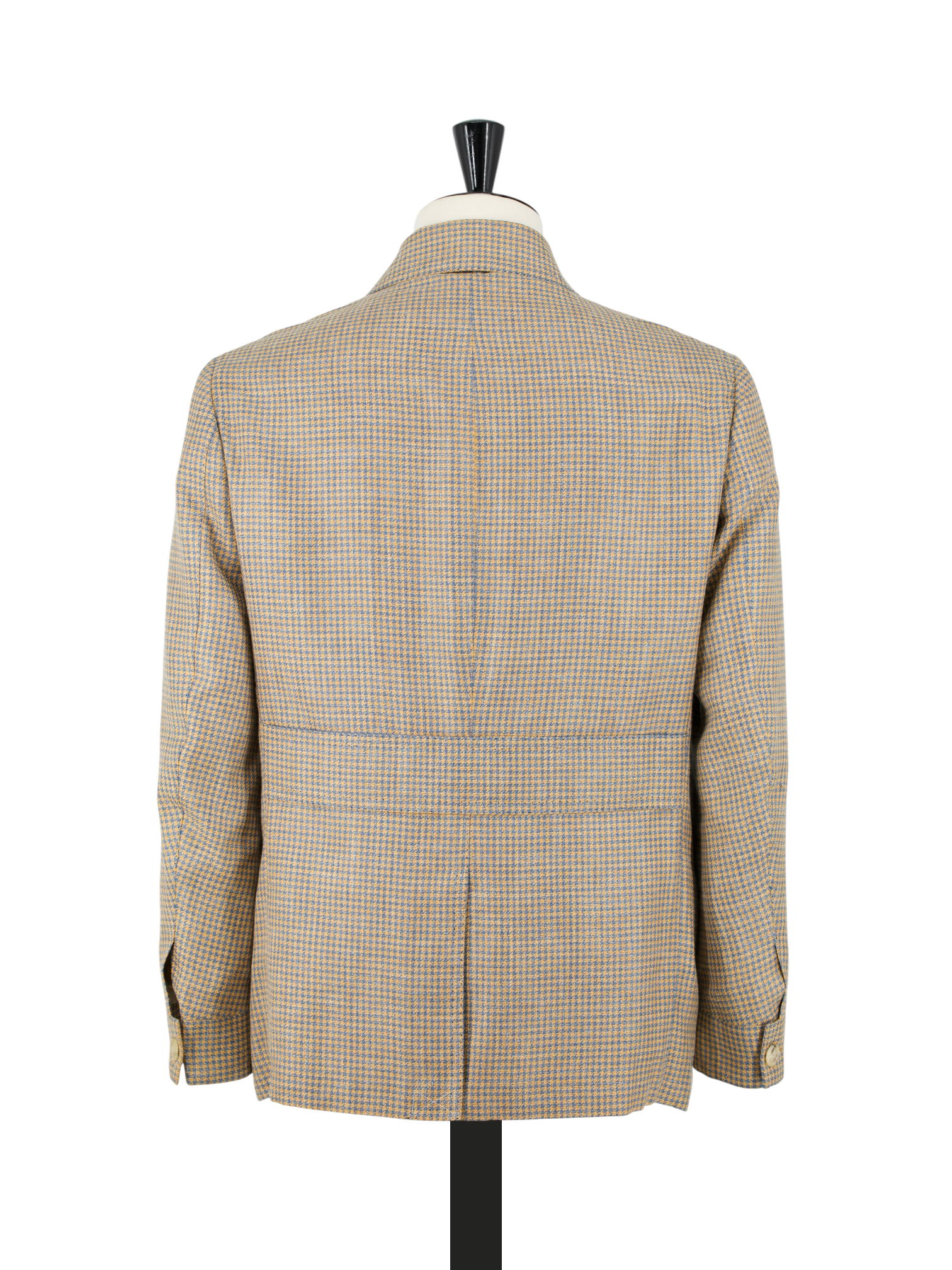 Cesare Attolini Sunset Orange & Chambray Blue Wool, Silk & Linen Pied de Poule Safari-Overshirt