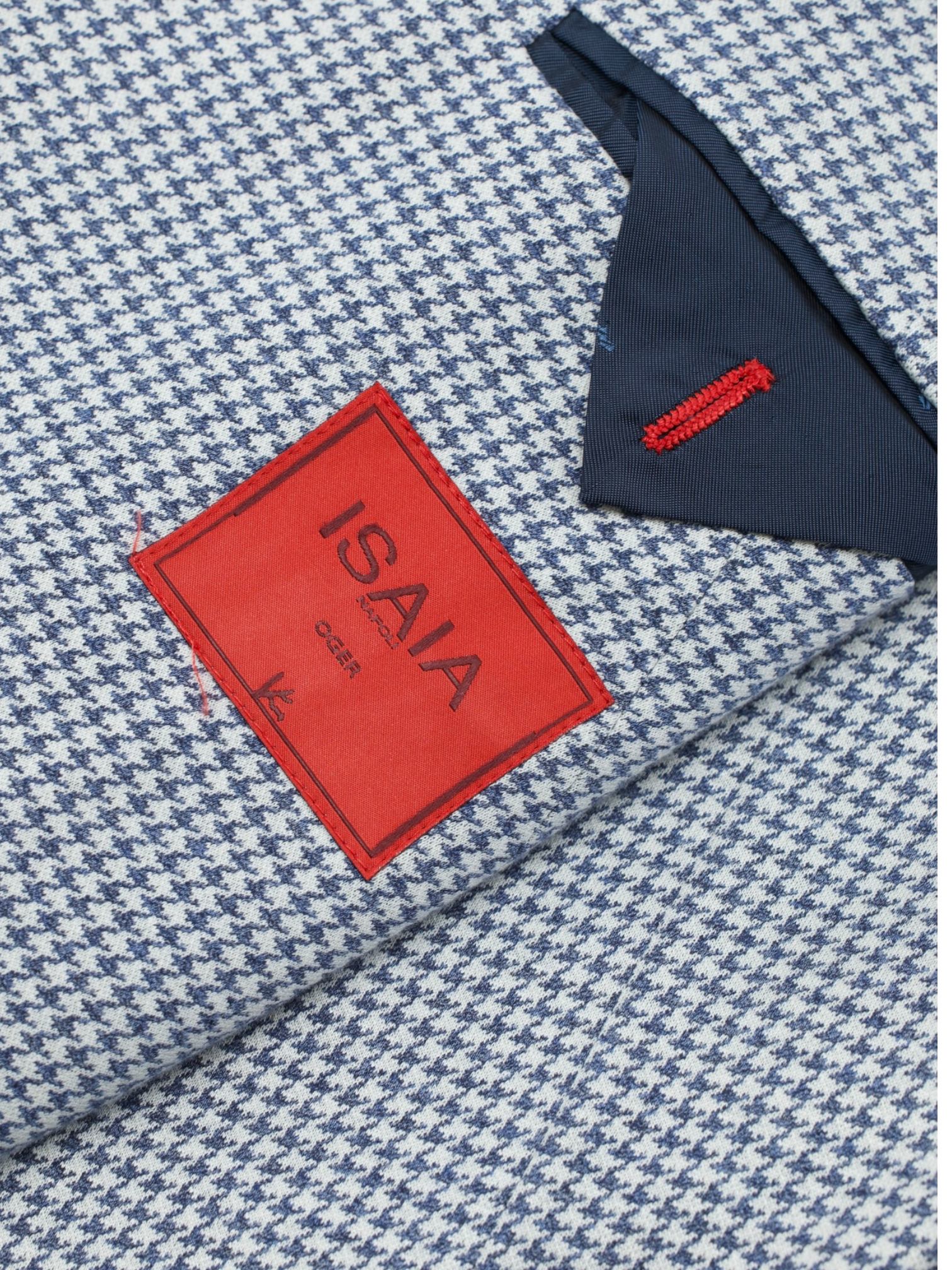 Isaia Steel Blue Silk & Cotton Pied de Poule "Comfort Project" Jacket