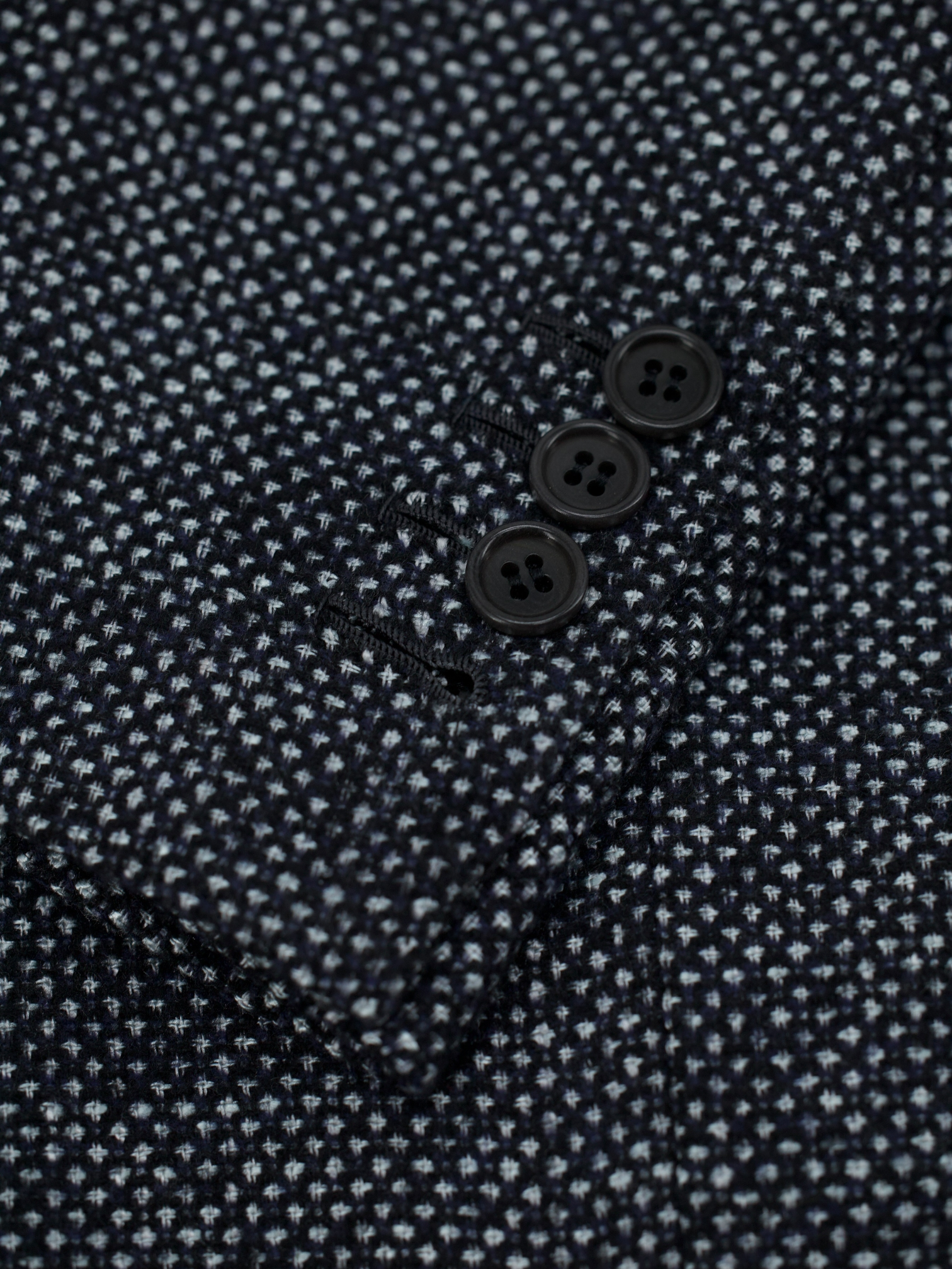 Kiton Black & Grey Cashmere, Silk & Stretch Micro-Pattern "Cipa" Jacket