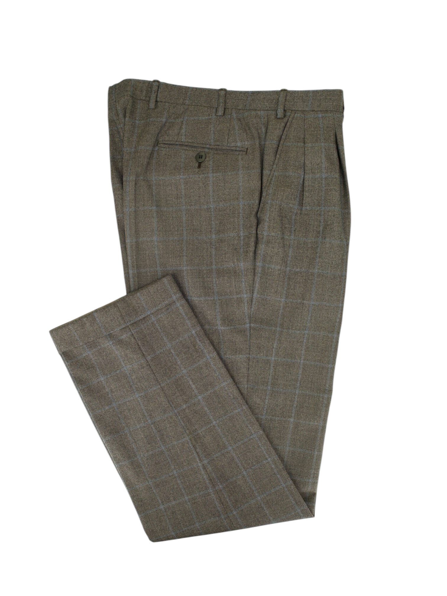 Brioni Taupe & Light Blue Double-Breasted Windowpane Suit