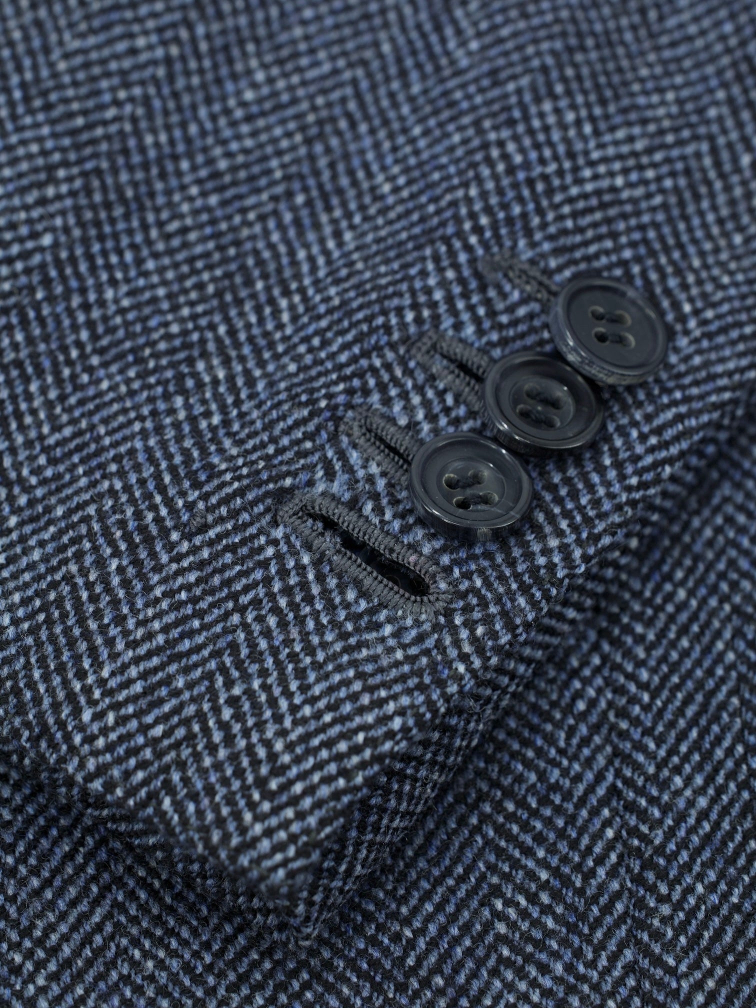 Kiton Steel Blue Pure-Wool Speckled Herringbone Winter Jacket