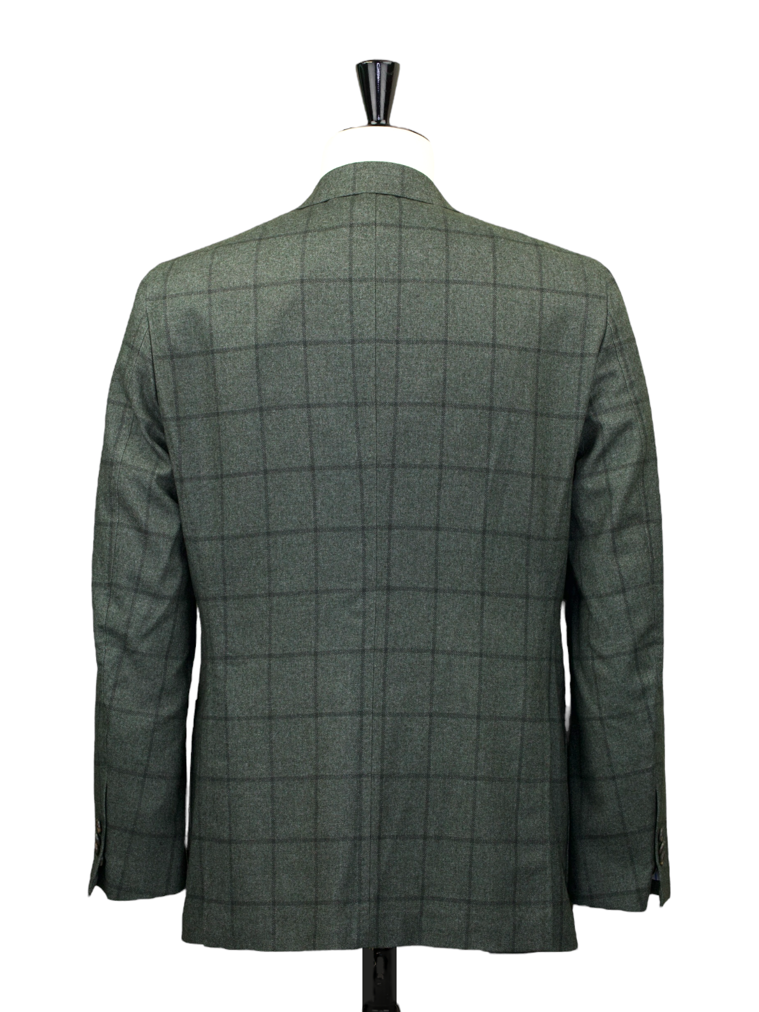Caruso Sage Green Wool, Cotton & Cashmere Windowpane Aida Jacket