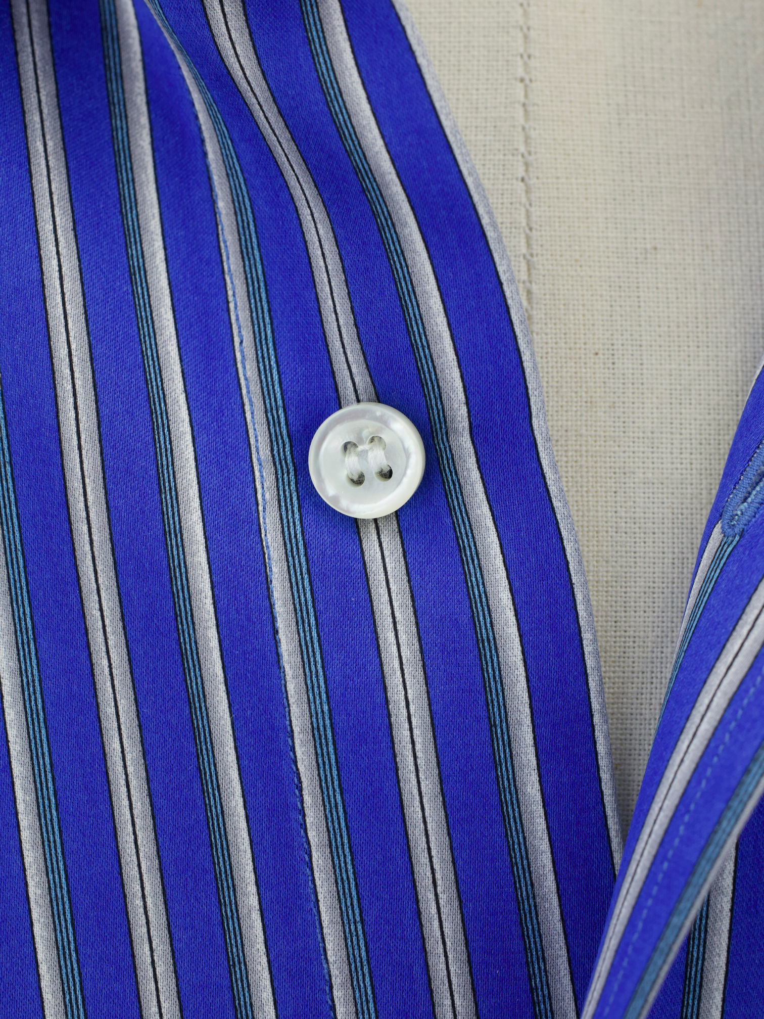 Fray Azure Blue Pure Silk Striped Summer Shirt