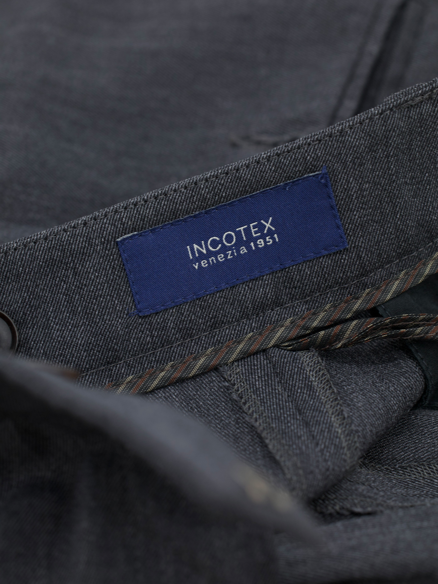 Incotex Dark Grey Wool-Stretch Straight Fit Trousers