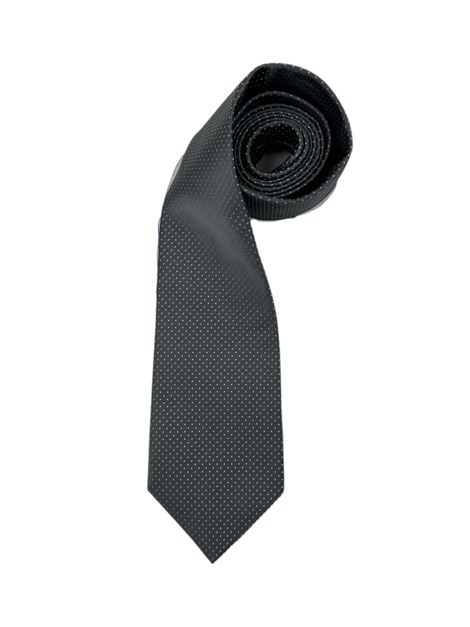 Isaia 7-Fold Grey Polka Dot Silk Tie