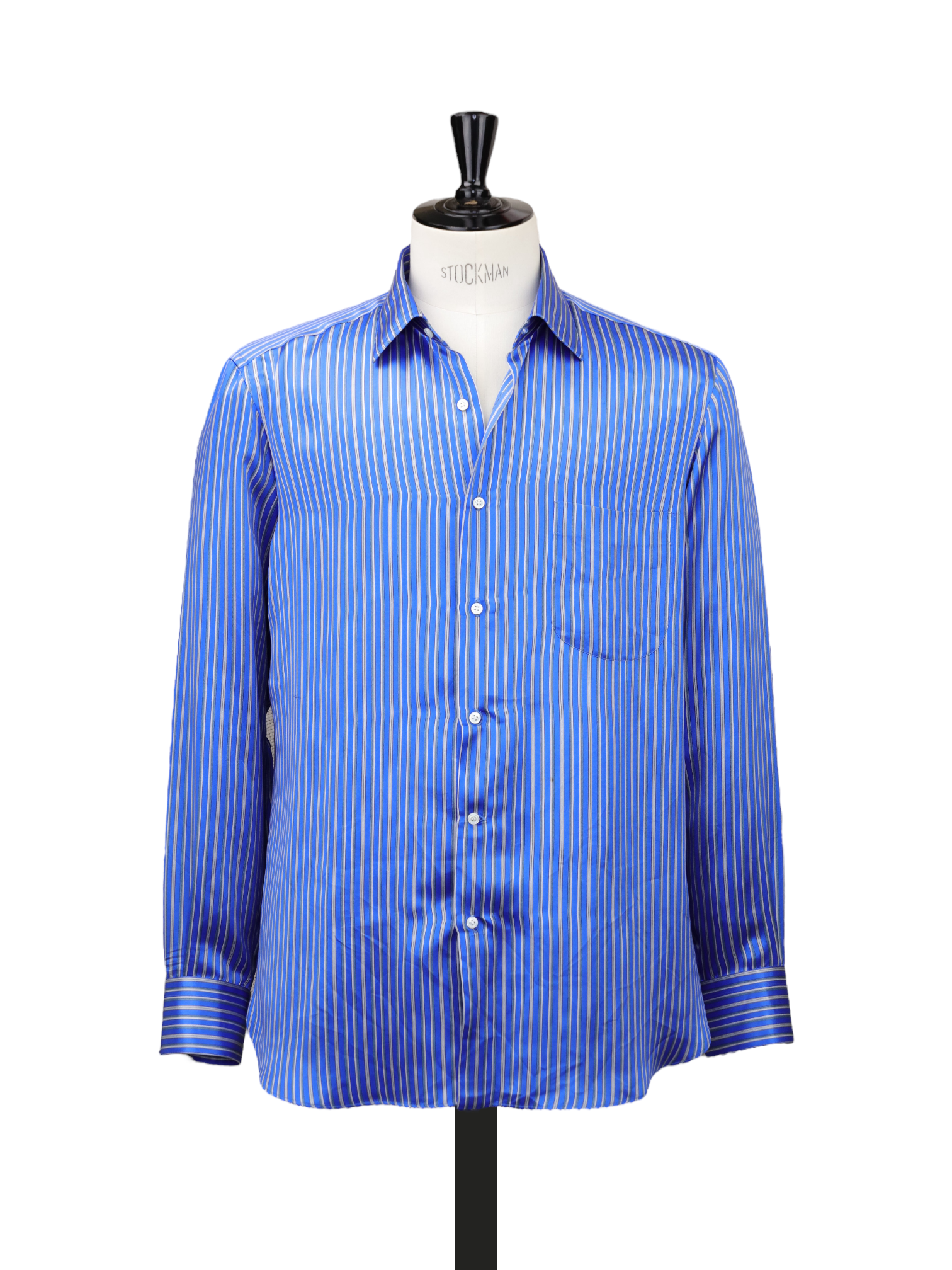 Fray Azure Blue Pure Silk Striped Summer Shirt