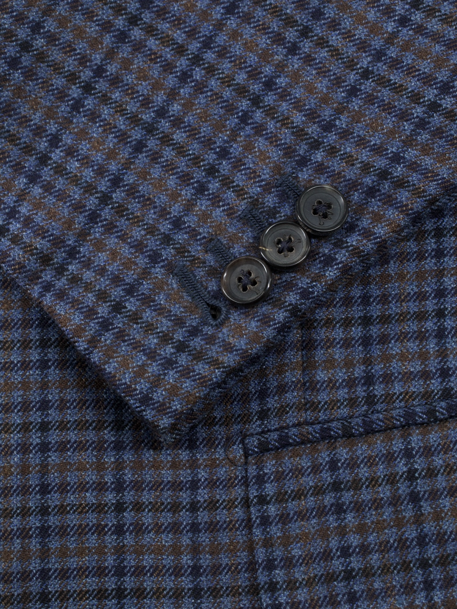 Isaia Dark Blue & Brown Pure-Cashmere Gingham Check Jacket
