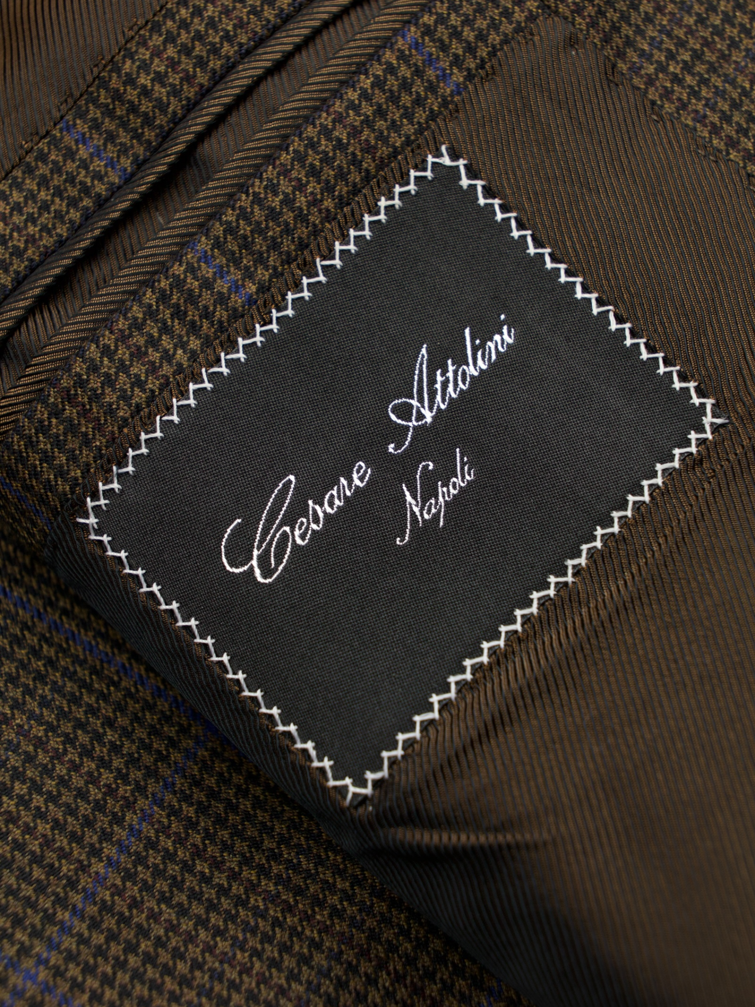 Cesare Attolini Dark Brown Windowpane & Puppytooth Jacket