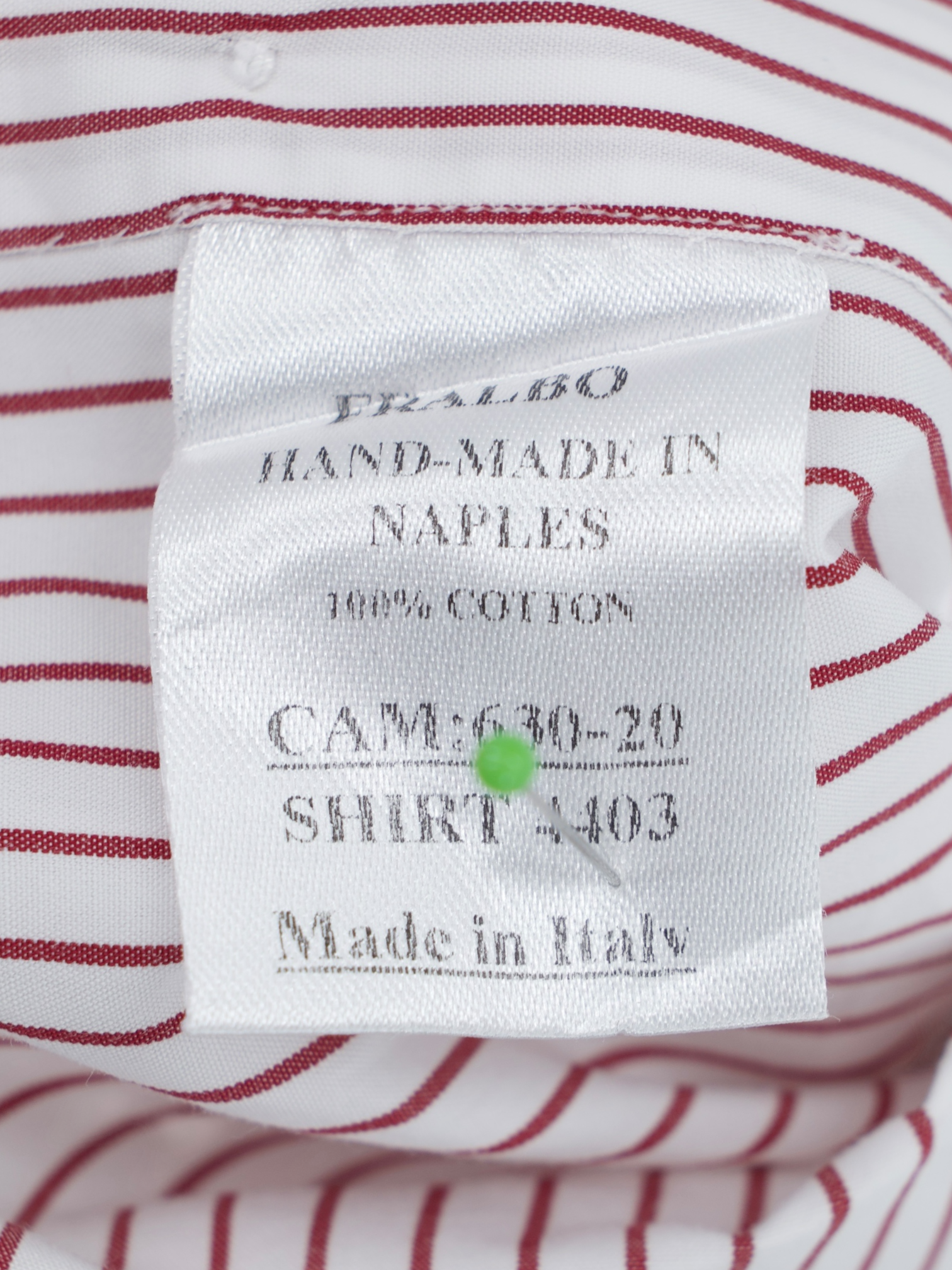 Fralbo White & Red Cotton Pinstripe Neapolitan Shirt