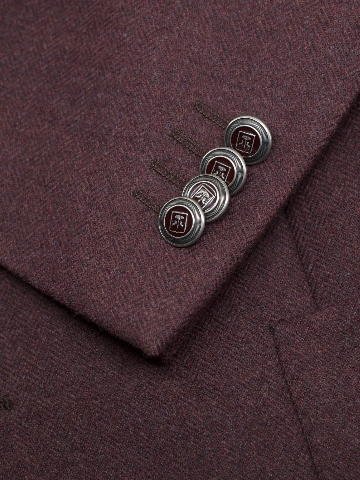 Corneliani Aubergine Brushed Wool & Cashmere Herringbone Jacket