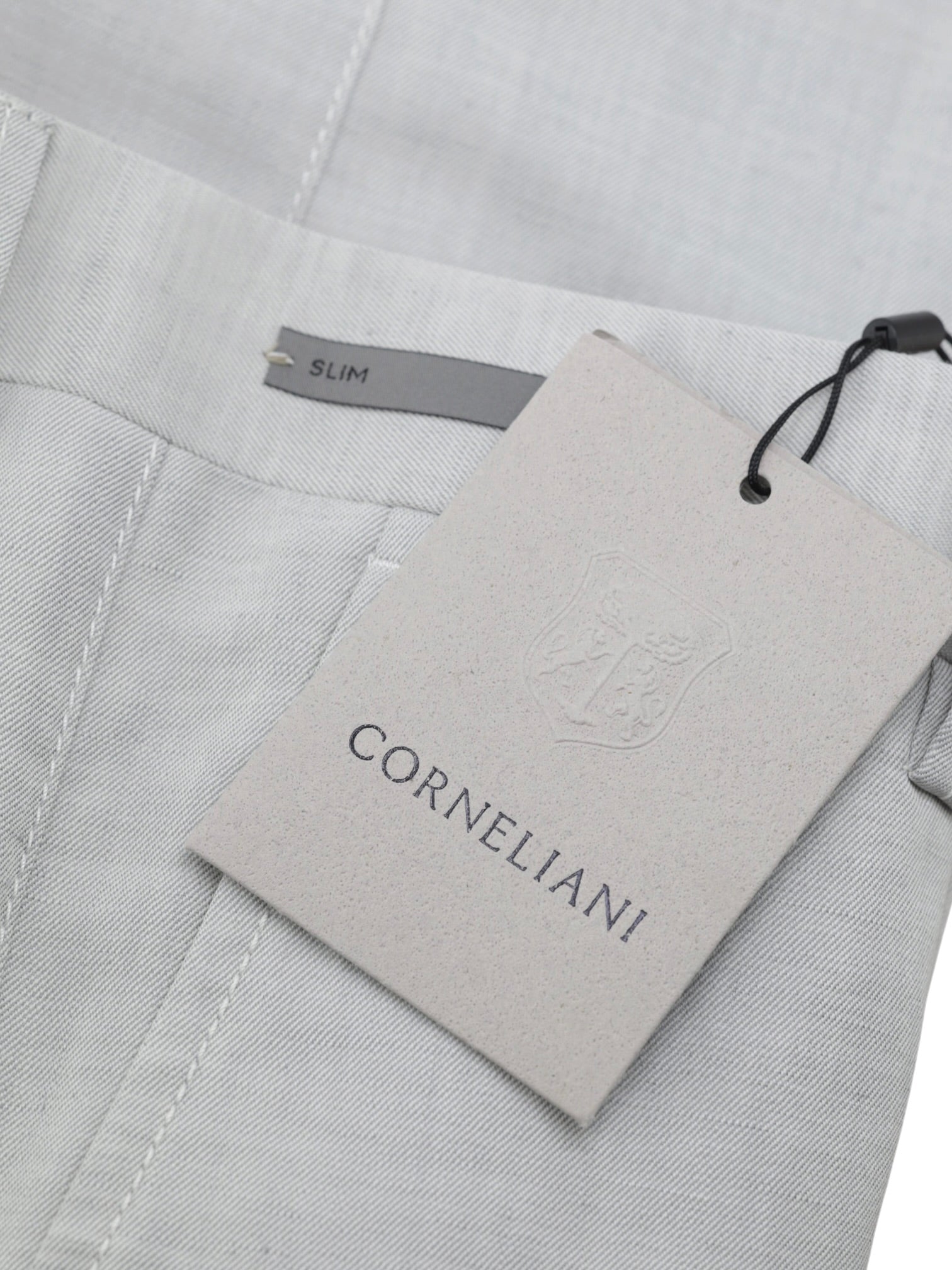 Corneliani Light Grey Virgin Wool & Linen Trousers