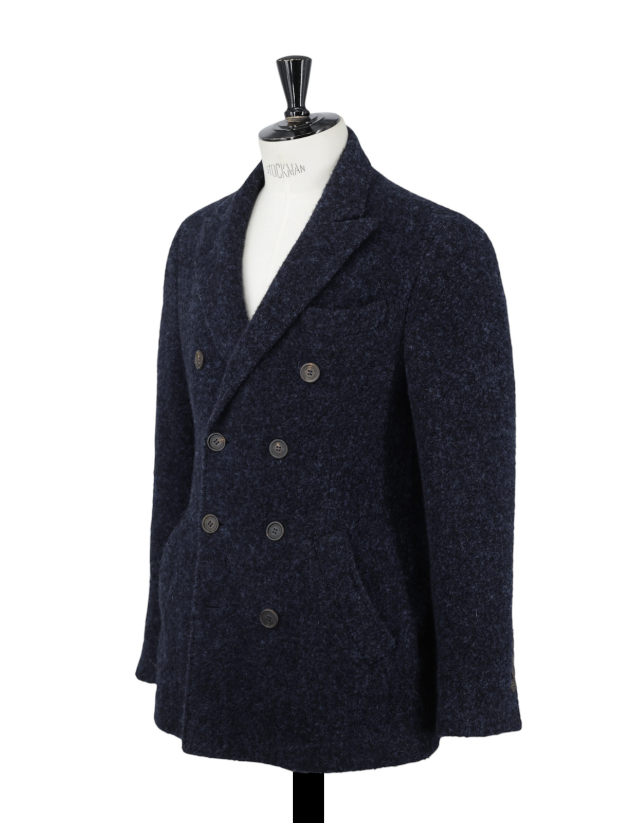 Brunello Cucinelli Dark Blue Plushy Alpaca-Blend Double Breasted Coat