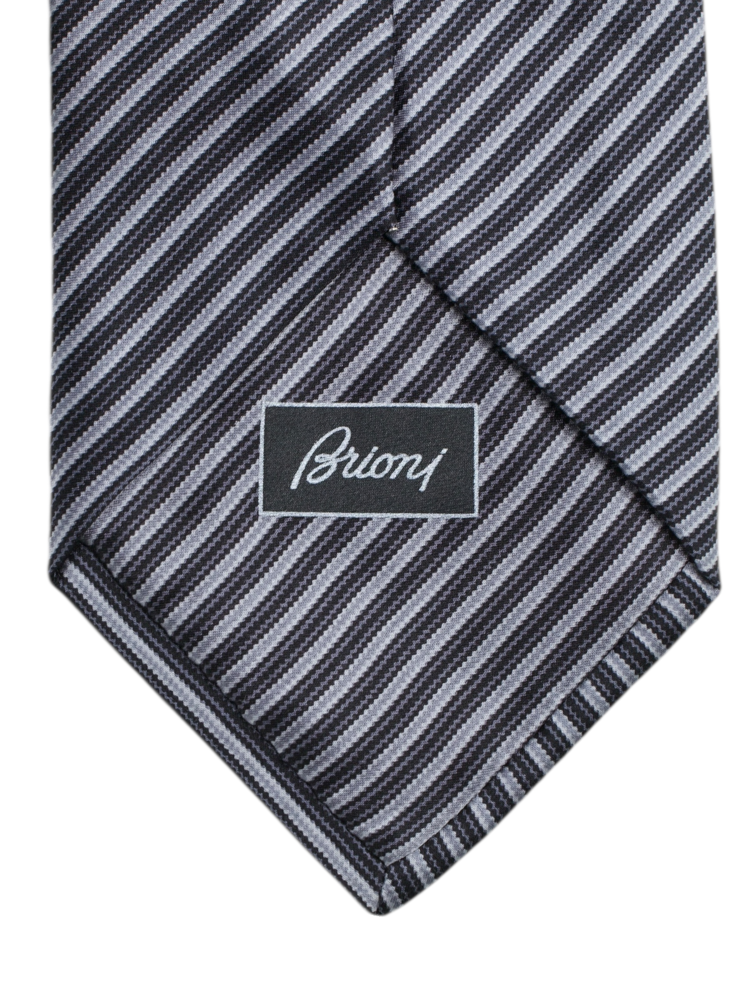 Brioni Black & Grey Madder Silk Multi-Striped Tie