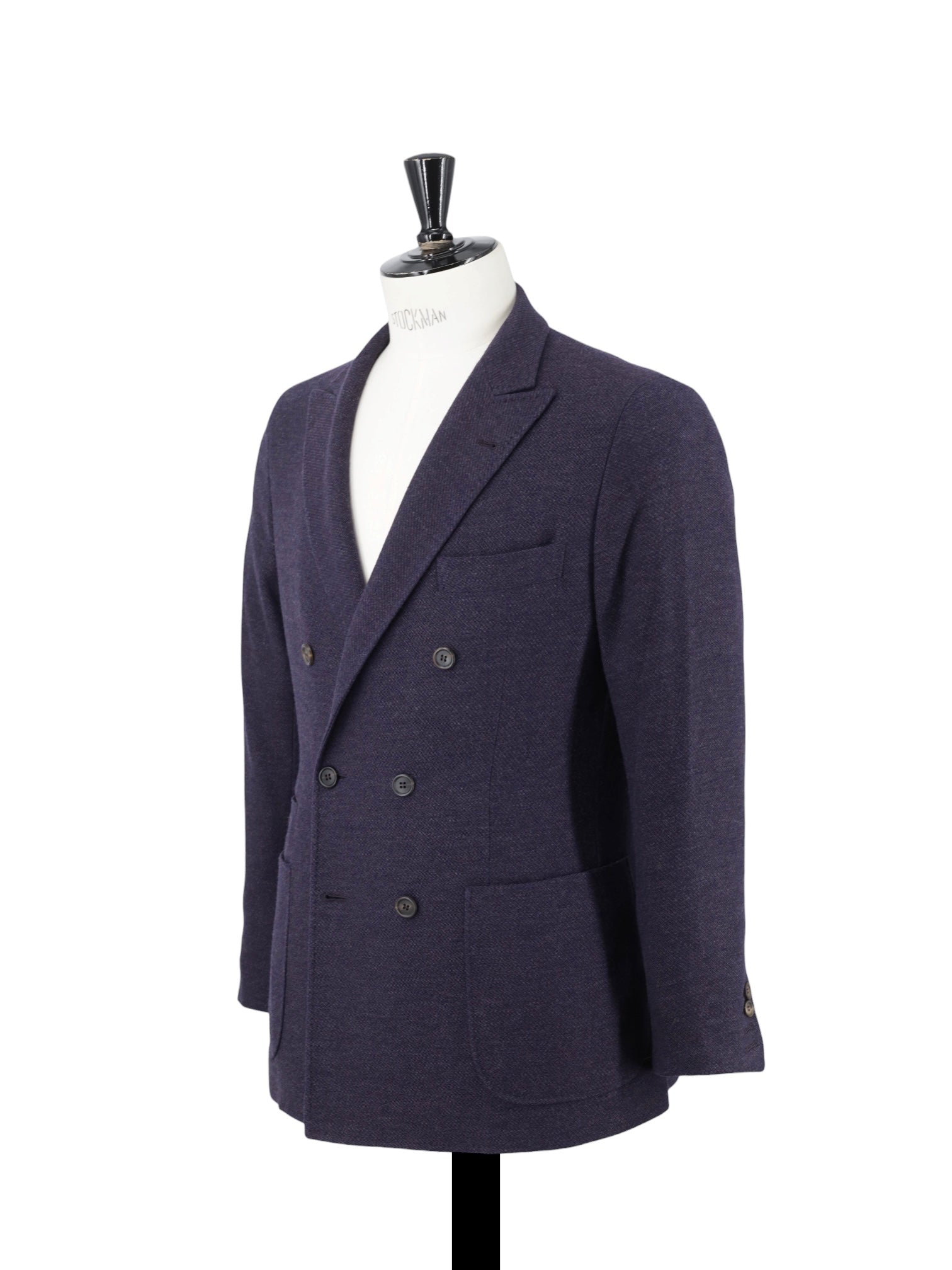 Brunello Cucinelli Aubergine Double Breasted Wool & Silk Micro-Structure Jacket