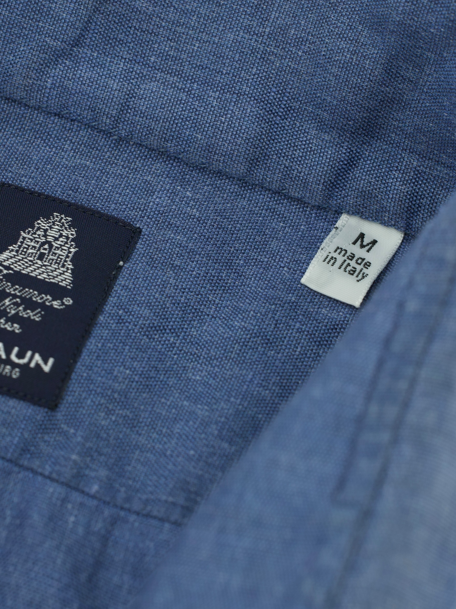 Finamore Chambray Blue Cotton & Linen Handmade Shirt